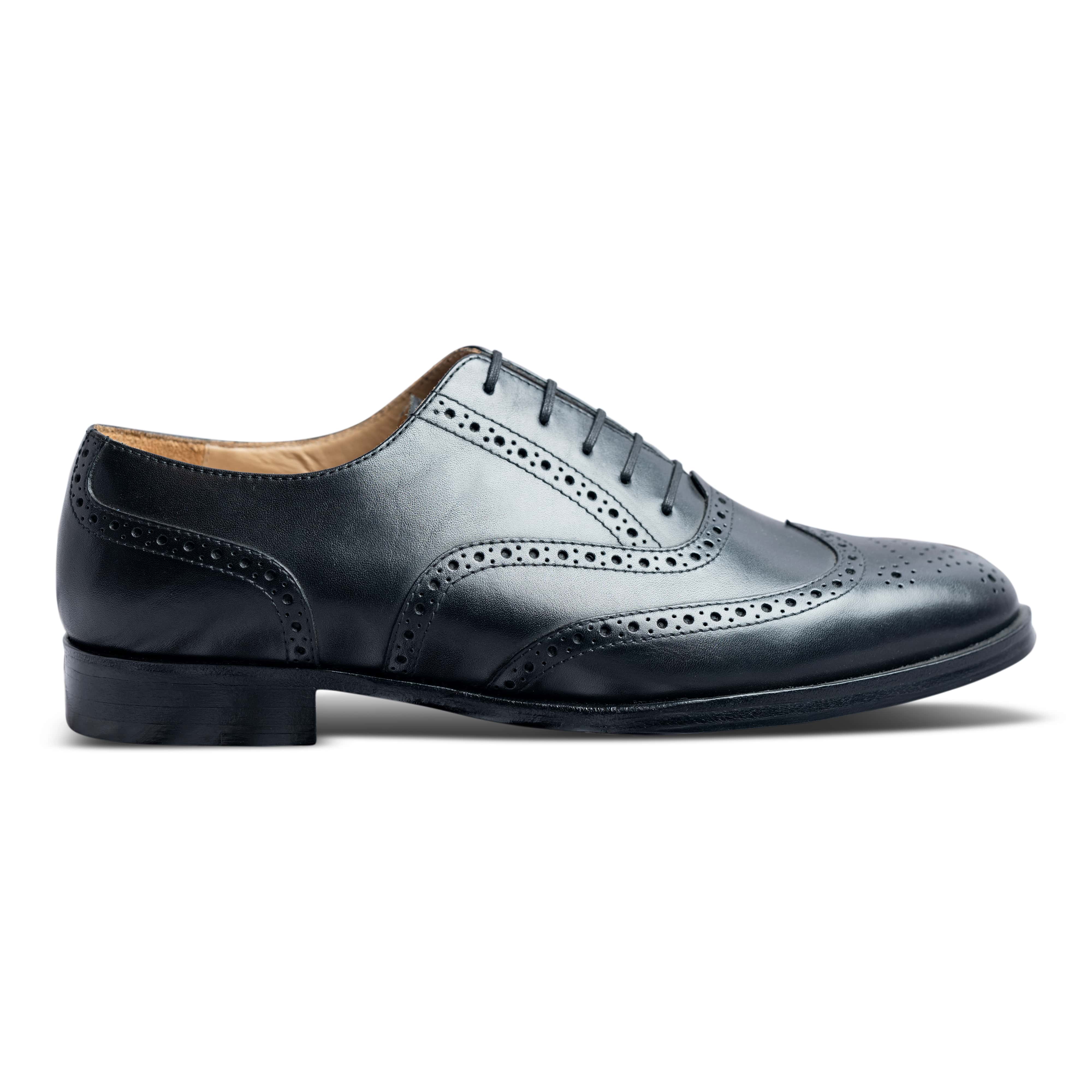 Sombro | Classic Black leather wingtip brogues - Image 4