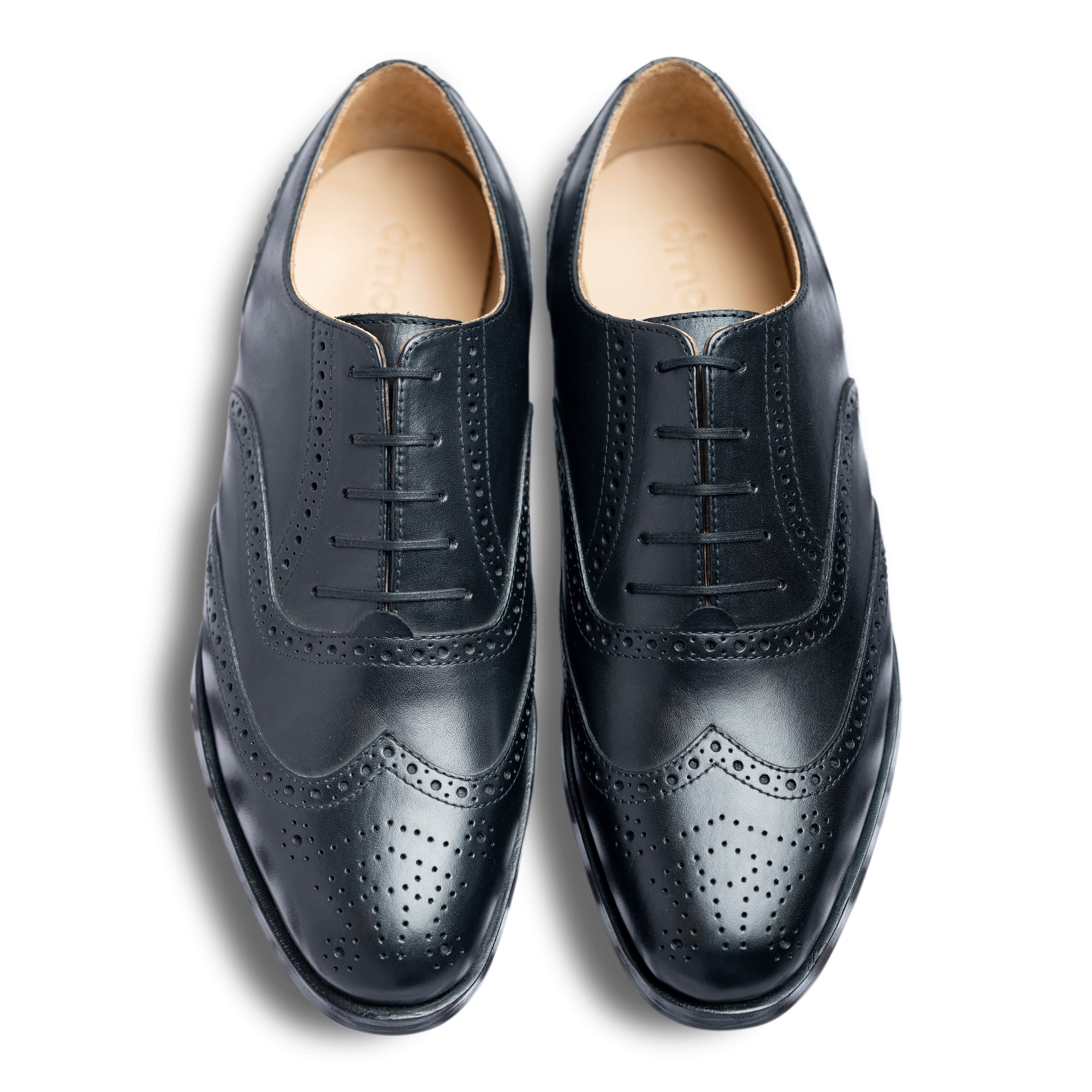 Sombro | Classic Black leather wingtip brogues - Image 5
