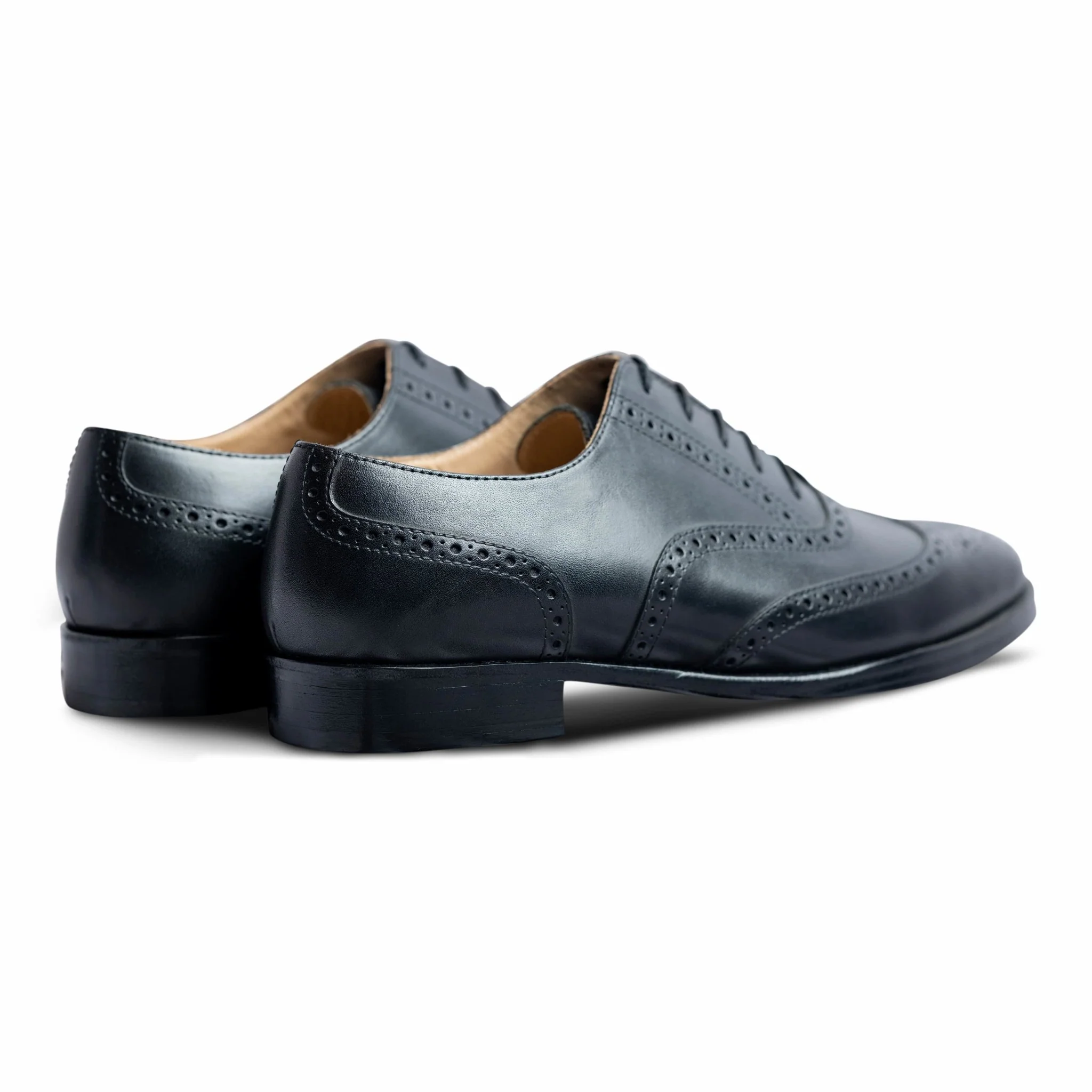 Sombro | Classic Black leather wingtip brogues - Image 6