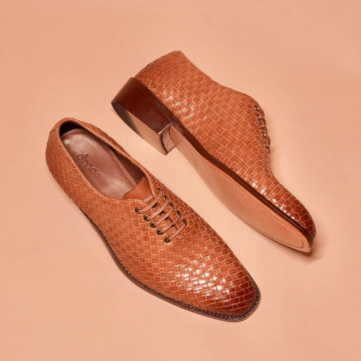 Alto Tesso | Tan woven full-grain leather Oxfords - Image 7