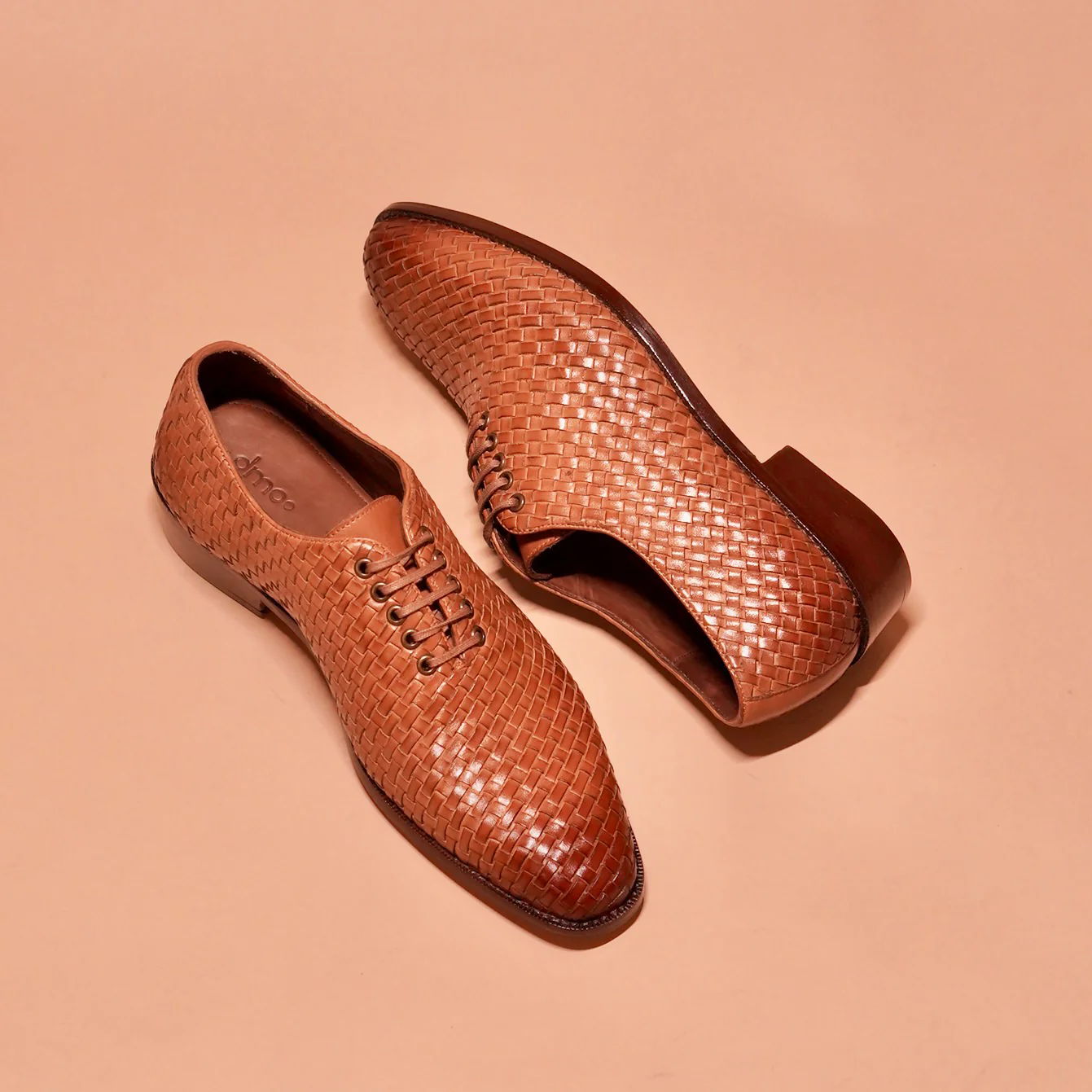 Alto Tesso | Tan woven full-grain leather Oxfords - Image 8