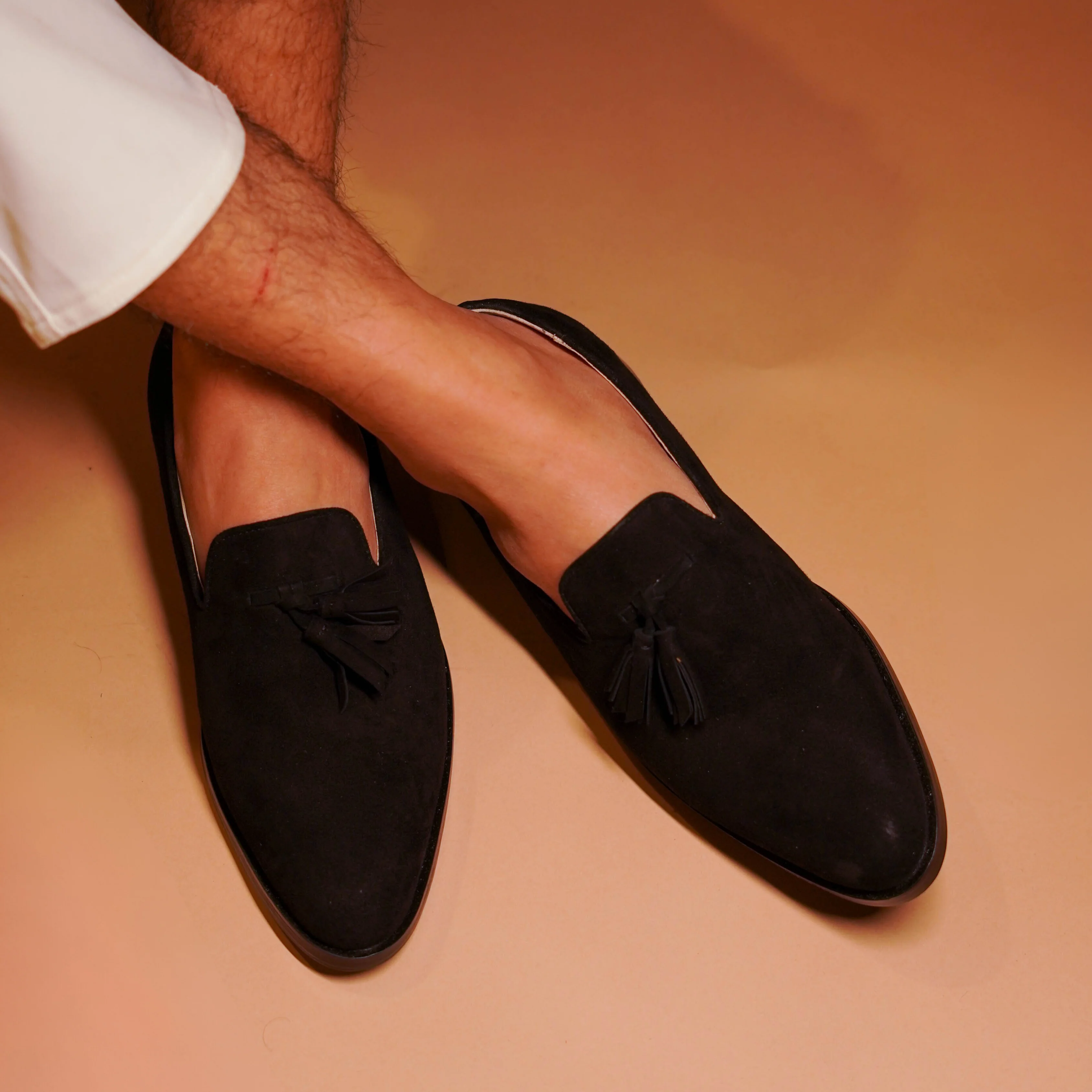 Fascino | Black Suede classic tassel loafers with anti-skid leather sole - Image 3