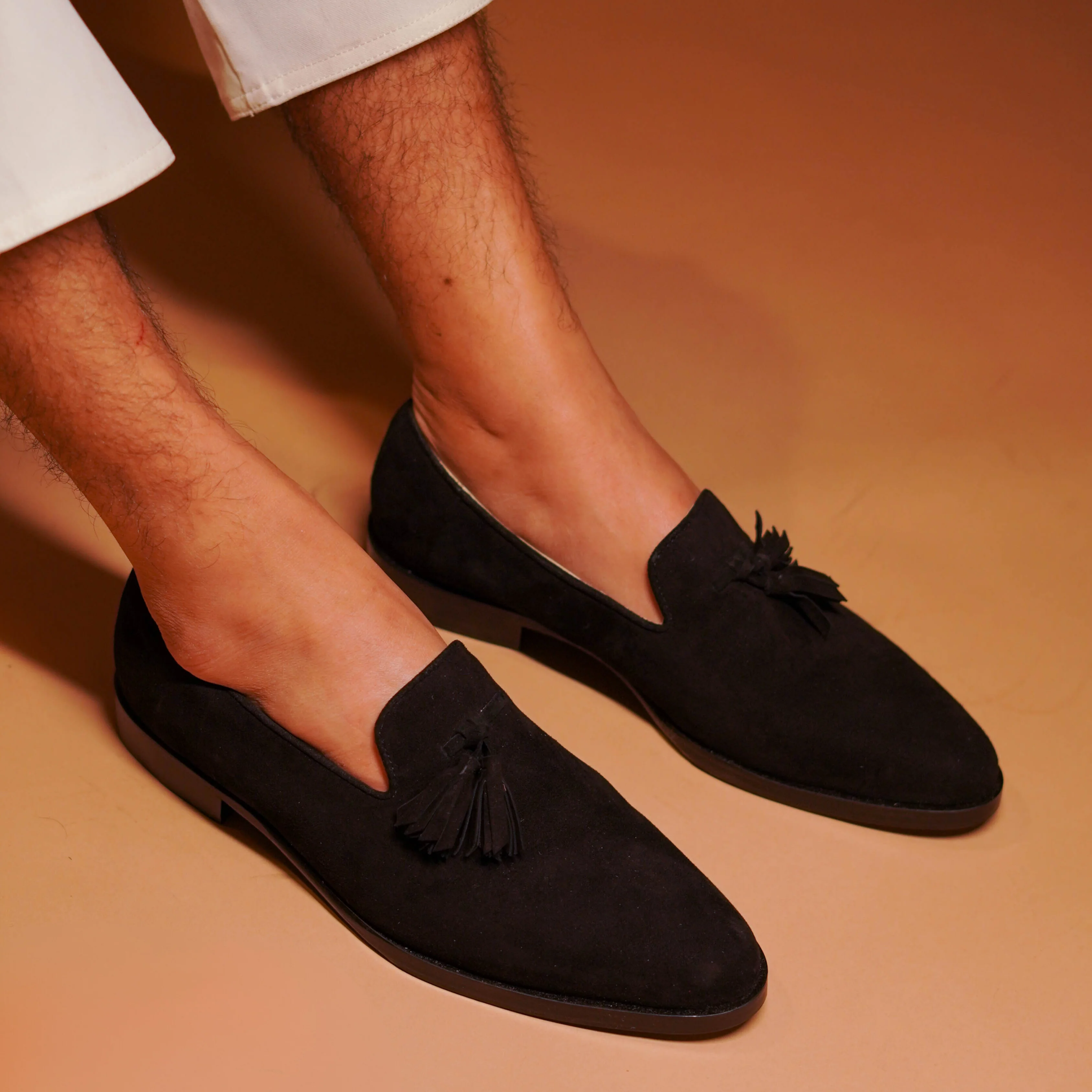 Fascino | Black Suede classic tassel loafers with anti-skid leather sole - Image 4