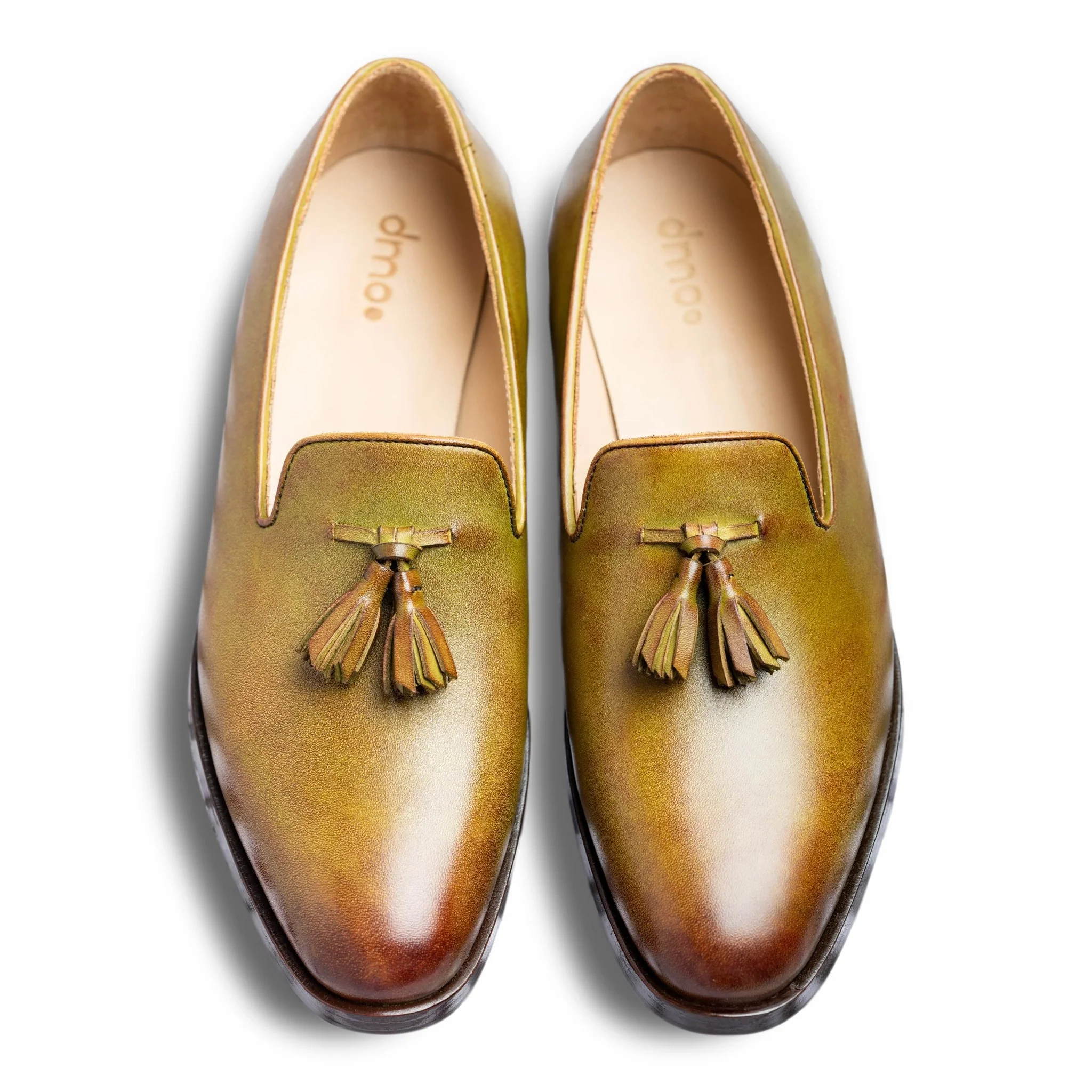 Giovane | Handpainted olive-brown tassel leather loafer - Image 5