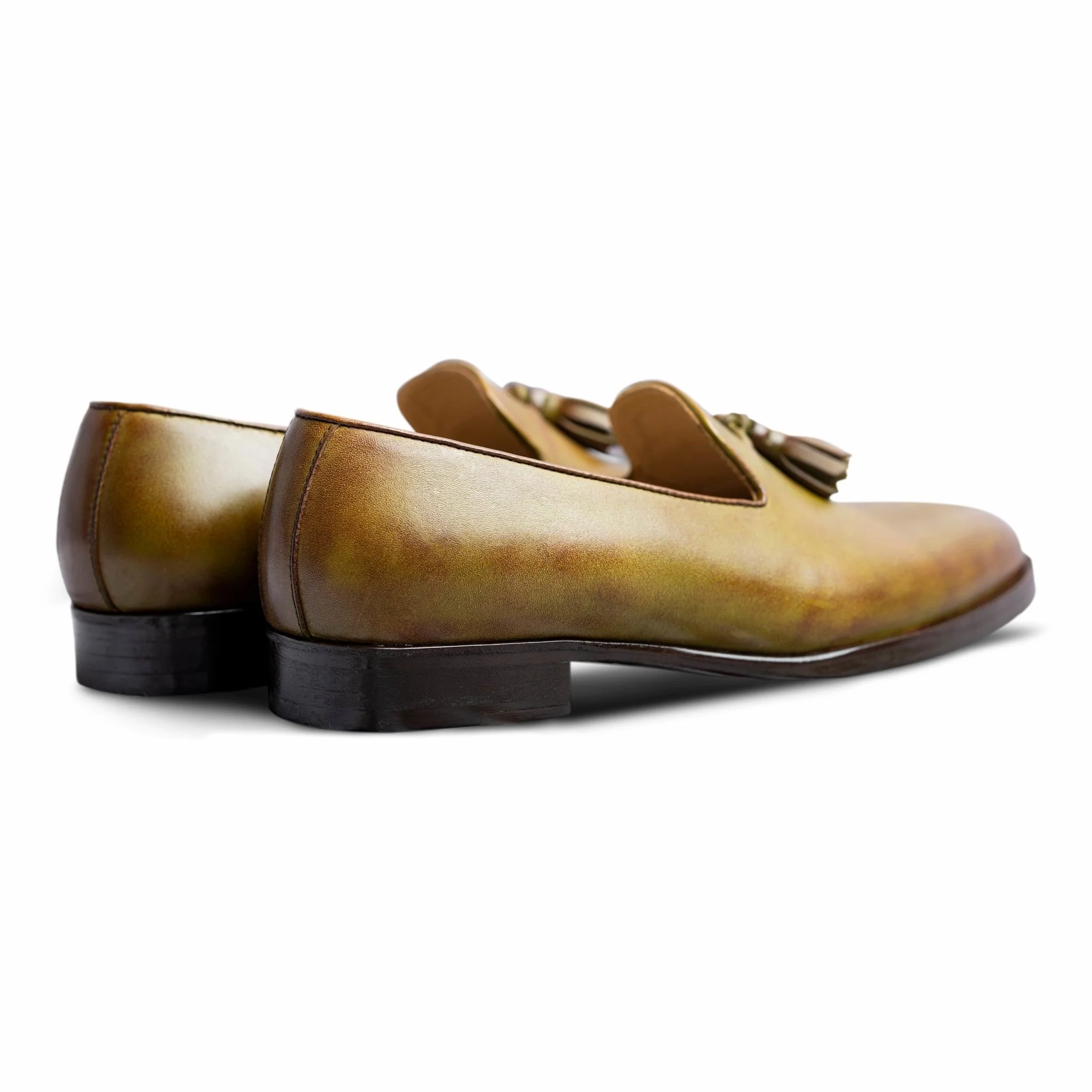 Giovane | Handpainted olive-brown tassel leather loafer - Image 6
