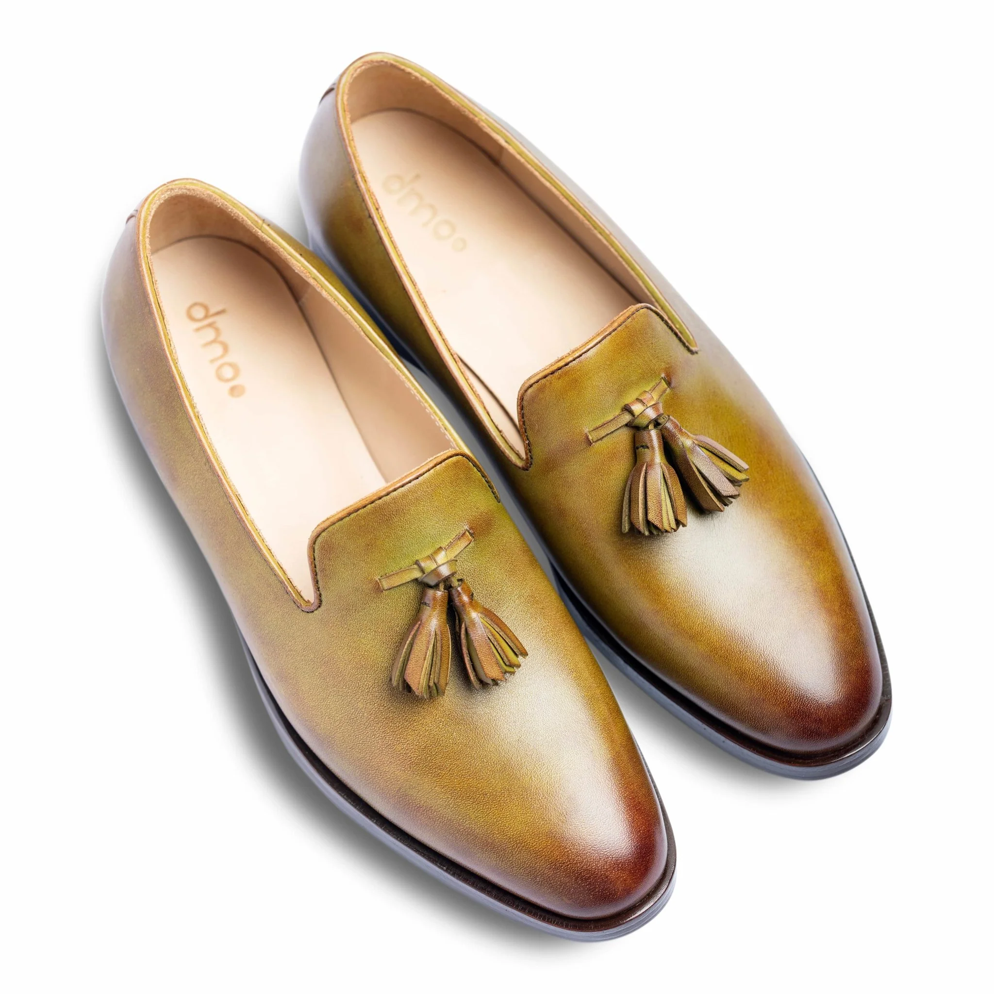 Giovane | Handpainted olive-brown tassel leather loafer - Image 7