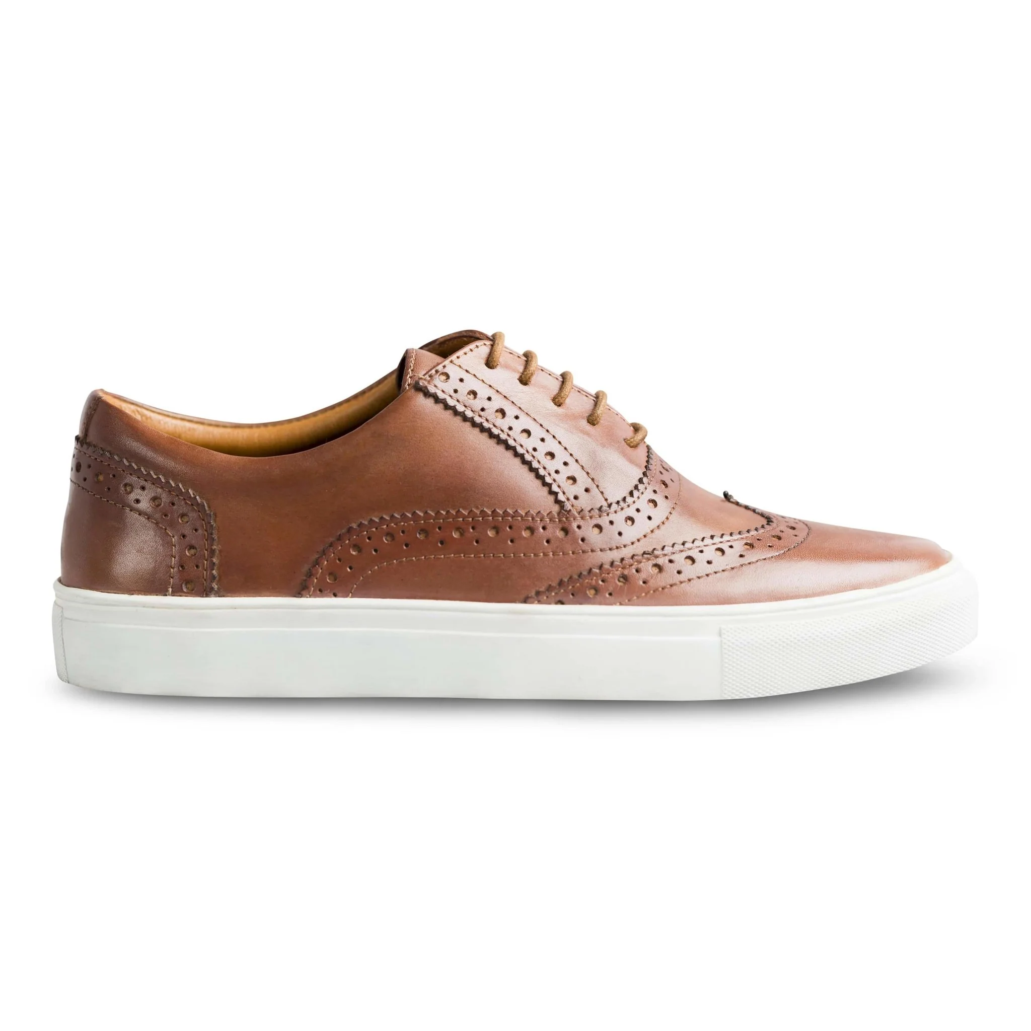 Fresco | Brogue tan leather sneakers - Image 3