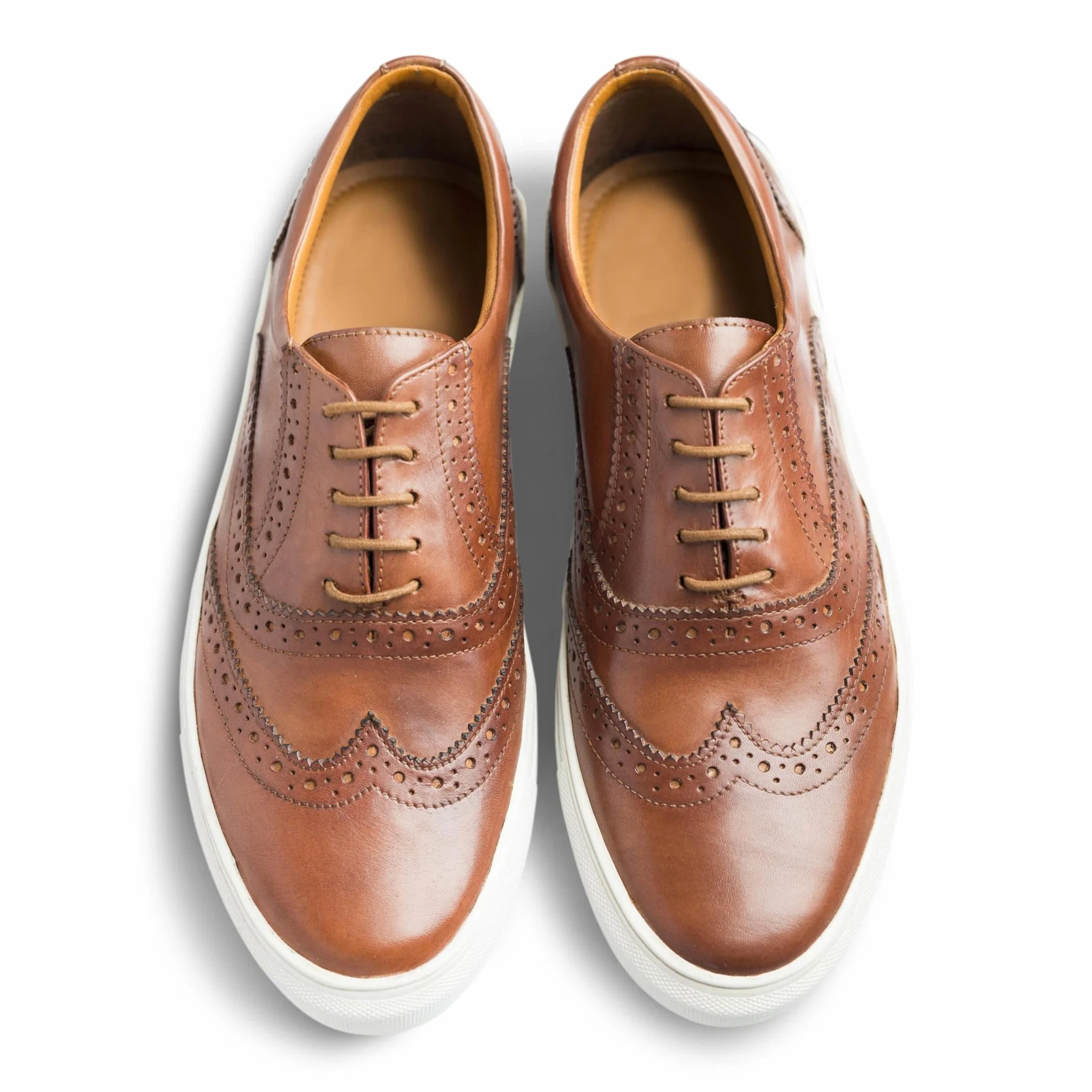 Fresco | Brogue tan leather sneakers - Image 4