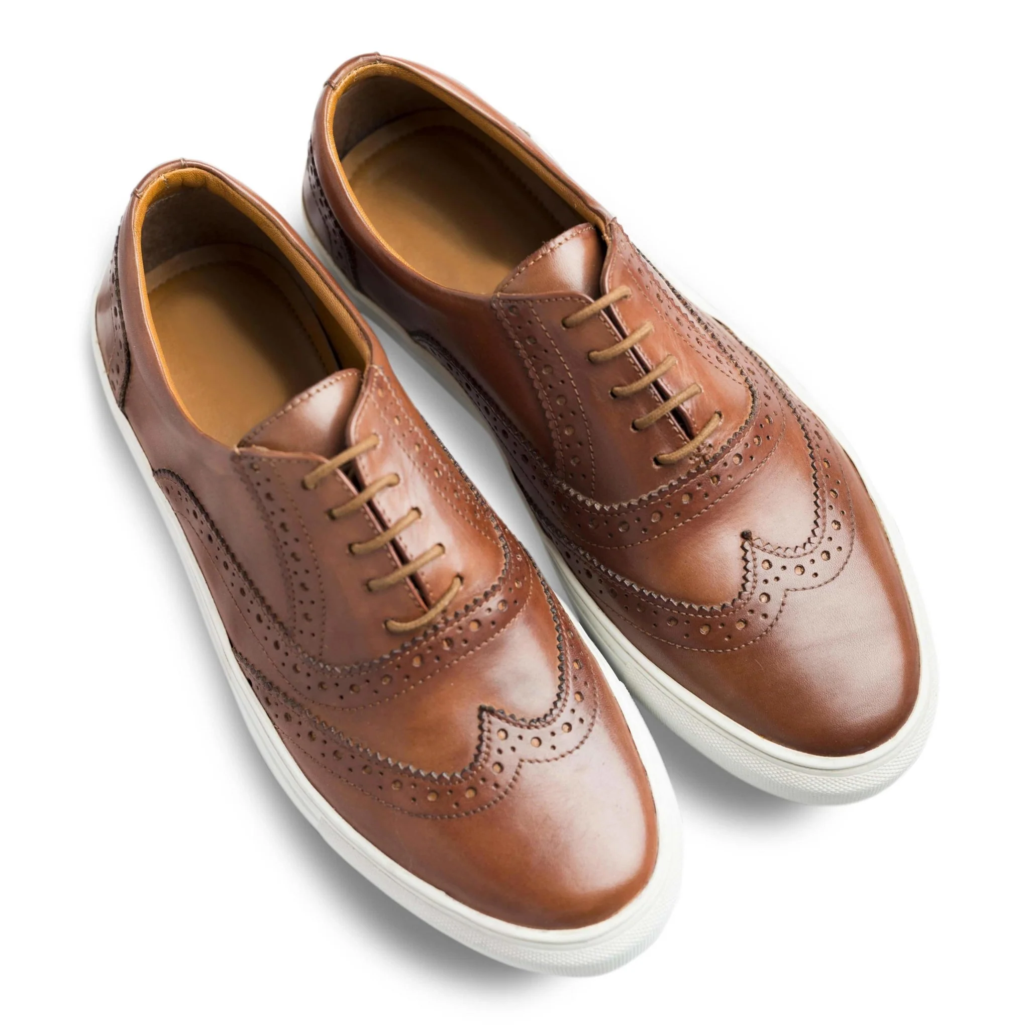 Fresco | Brogue tan leather sneakers - Image 6