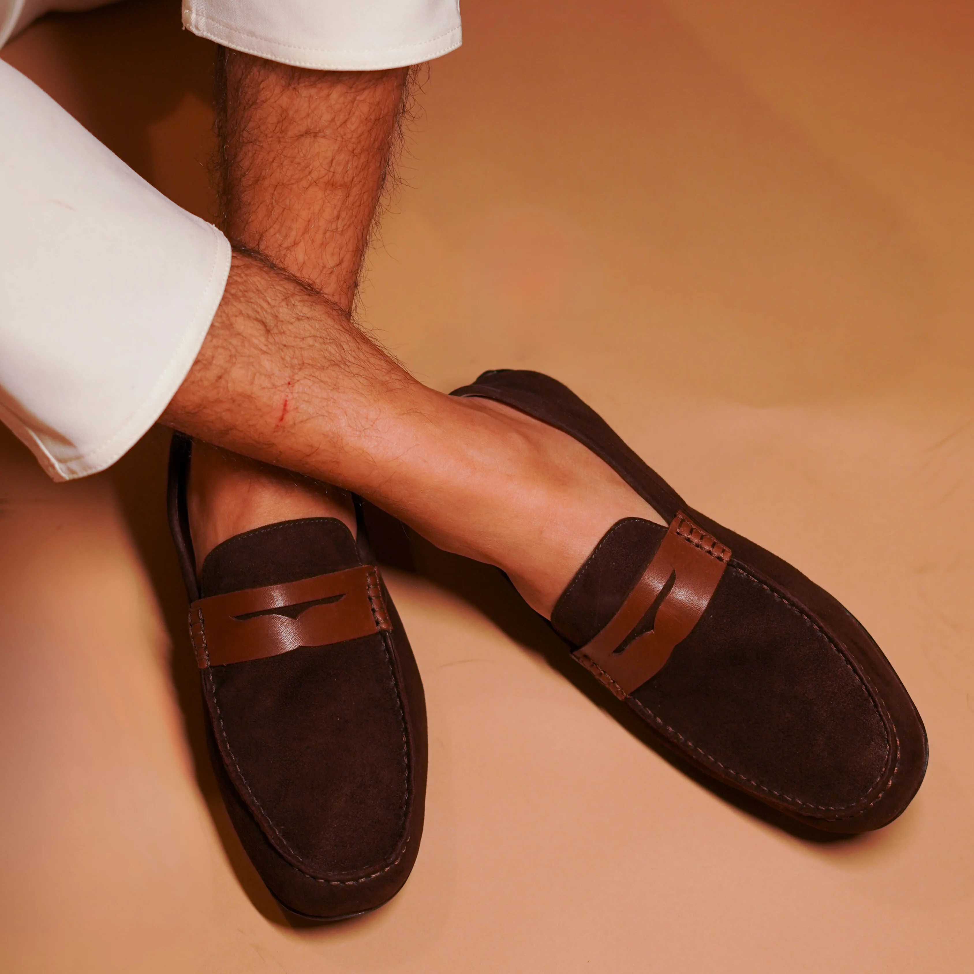 Leggero Bruno | Brown handmade suede moccasins leather loafers - Image 3