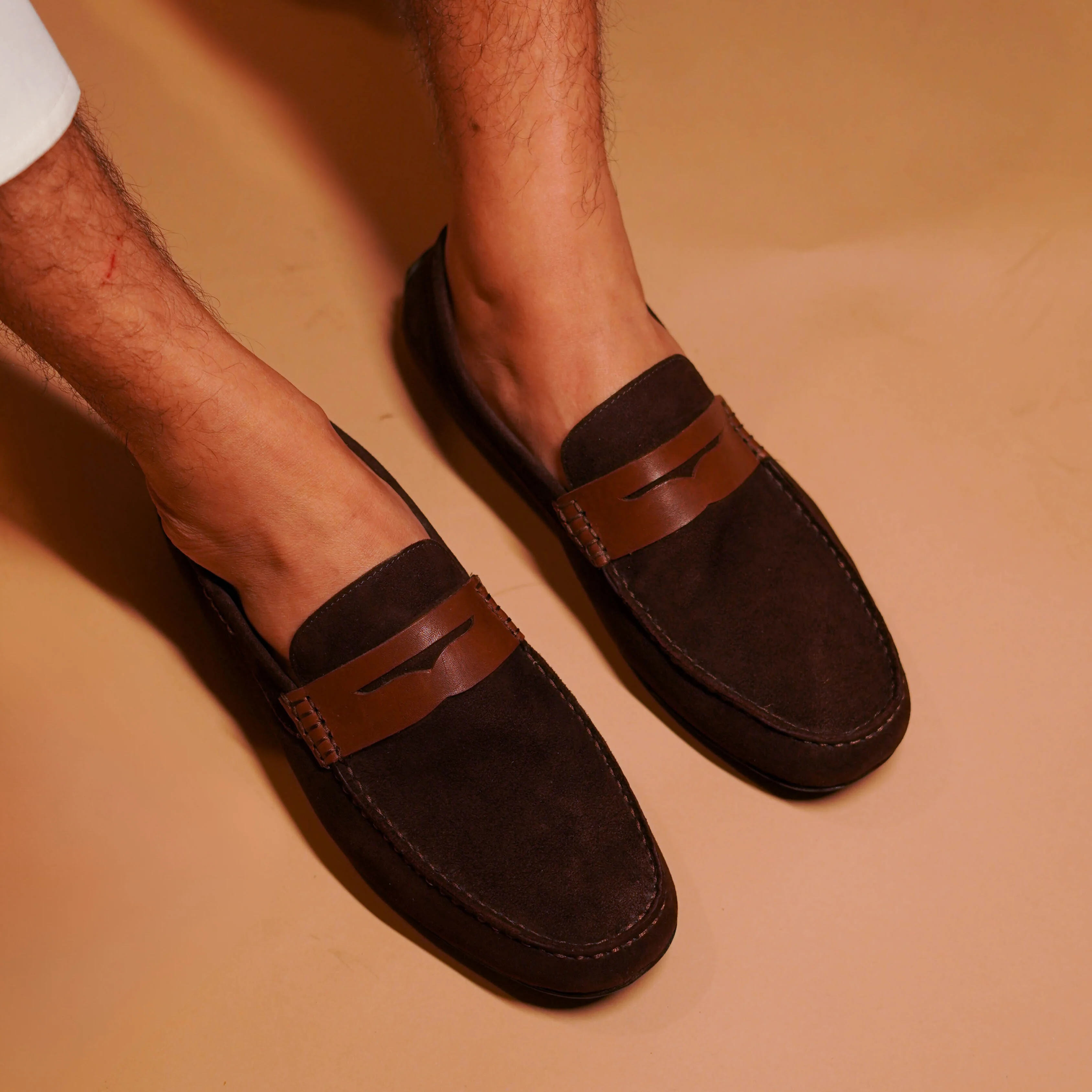 Leggero Bruno | Brown handmade suede moccasins leather loafers - Image 4