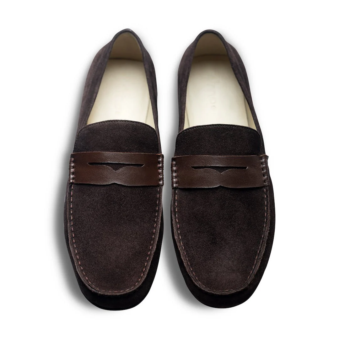 Leggero Bruno | Brown handmade suede moccasins leather loafers - Image 5