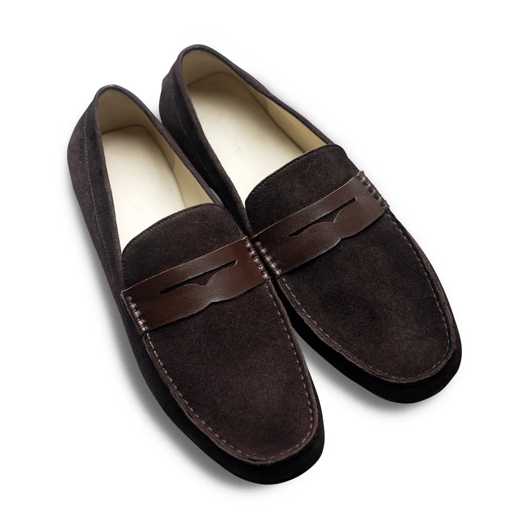 Leggero Bruno | Brown handmade suede moccasins leather loafers - Image 6