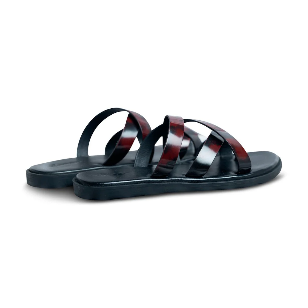 Pelle Borgogno | Cherry and black gatsby leather chappal - Image 6