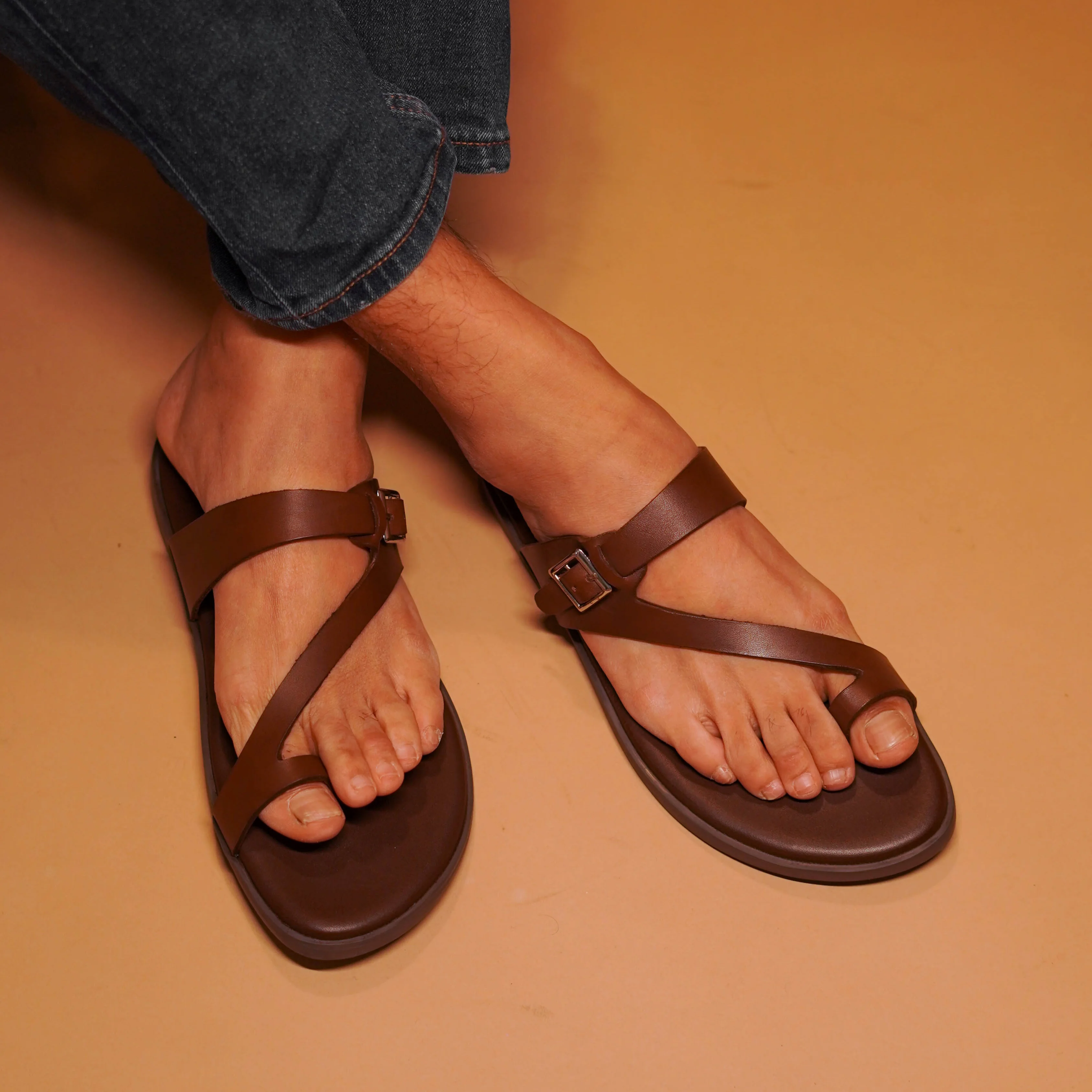 Pelle Chocolatto | Brown fullgrain leather chappal - Image 3