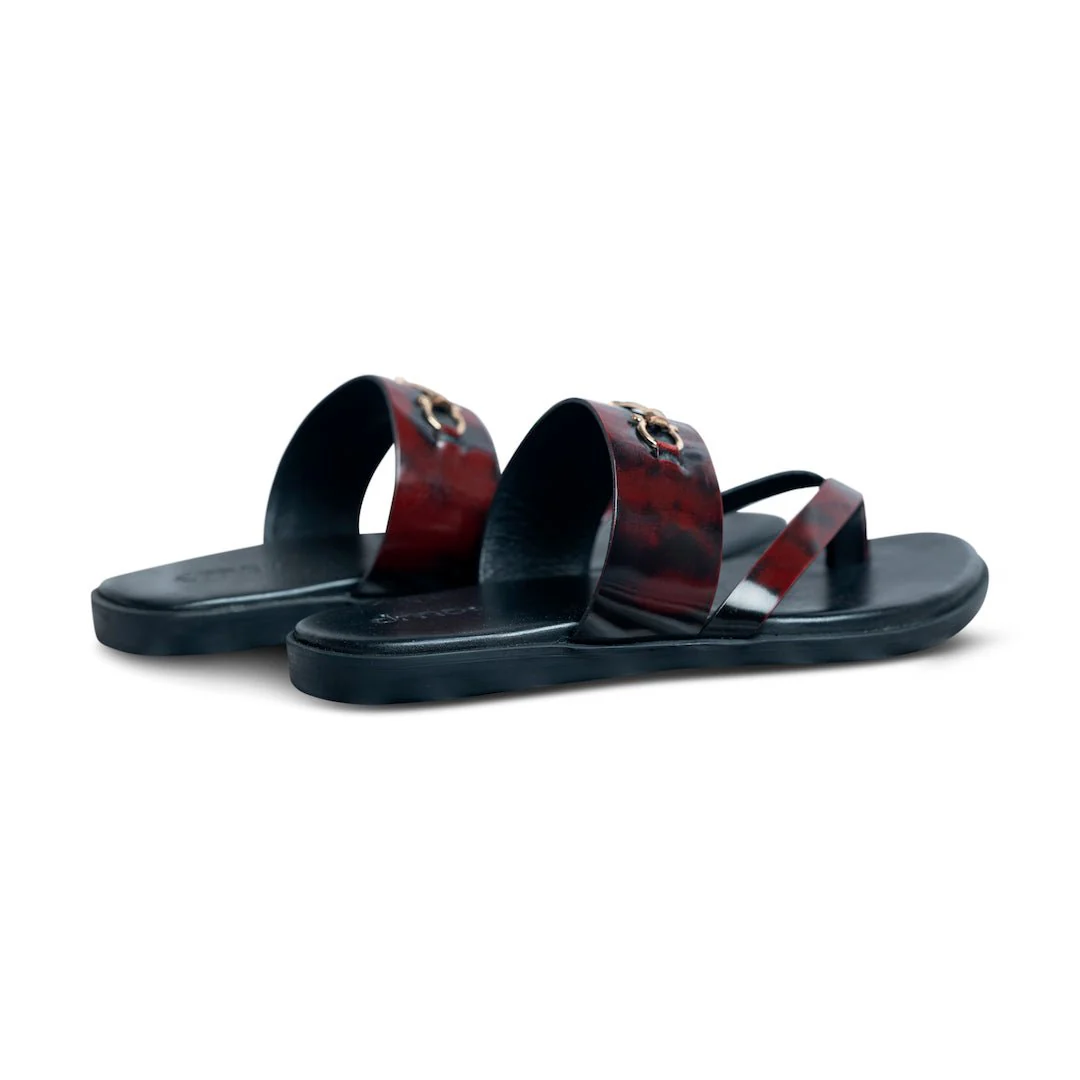 Pelle Fibio Borgogno | Horsebit buckle shiny cherry leather chappal - Image 7
