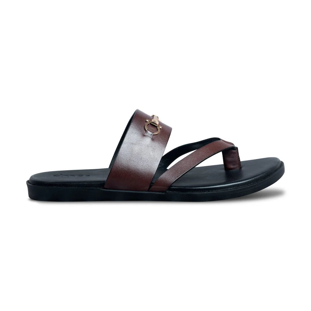 Pelle Fibio Bruno | Brown horsebit buckle leather chappals - Image 4