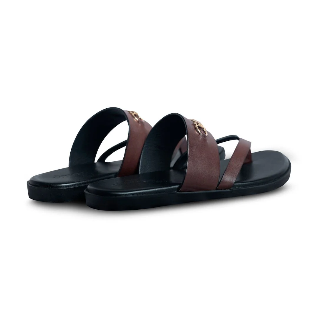 Pelle Fibio Bruno | Brown horsebit buckle leather chappals - Image 7