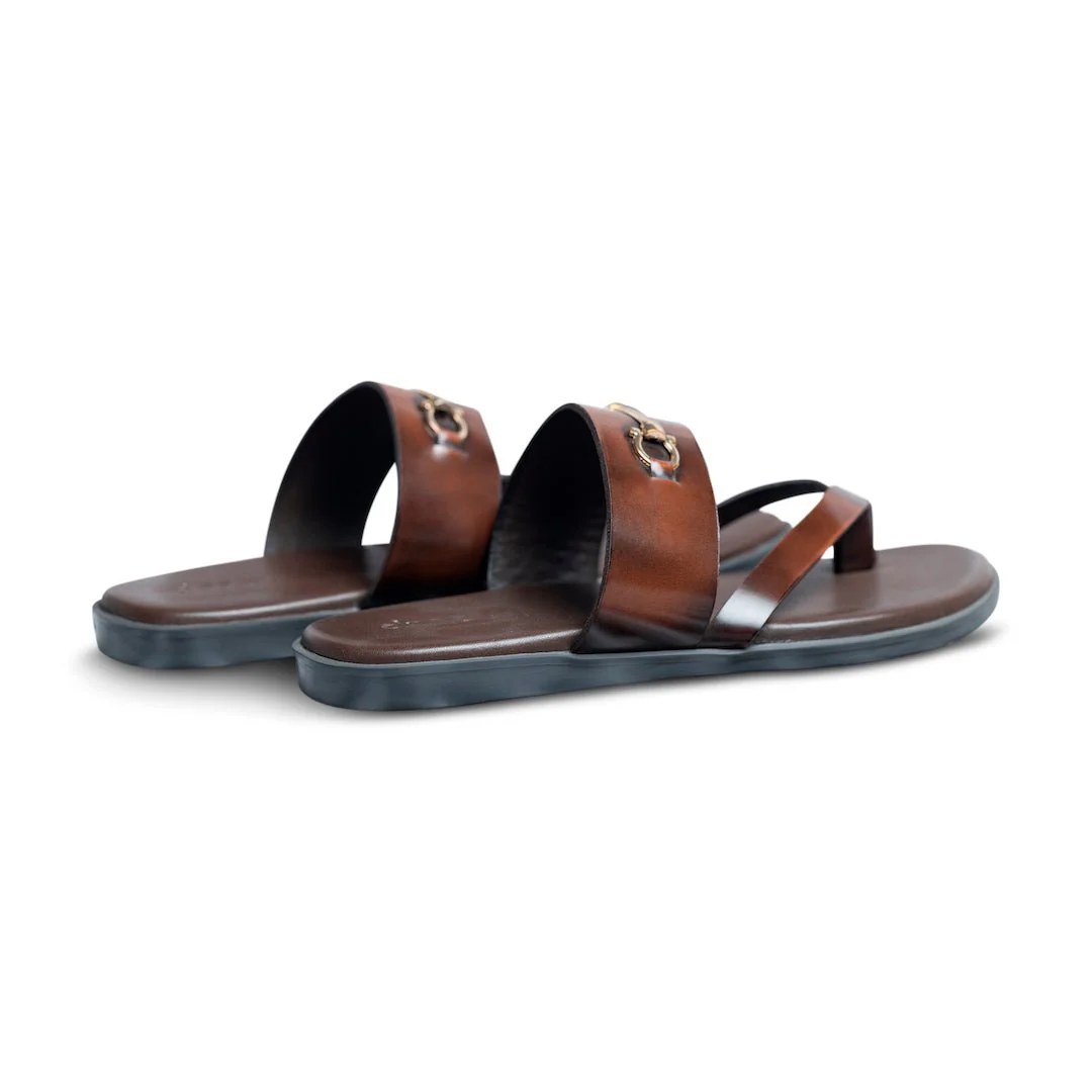 Pelle Fibio Chocro | Horsebit buckle shiny brown leather chappal - Image 8