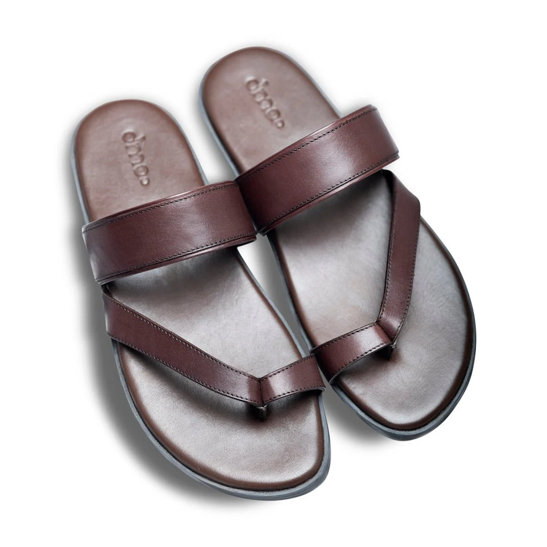 Pelle Francio Marrone | Brown leather sandals with toe-loop - Image 6