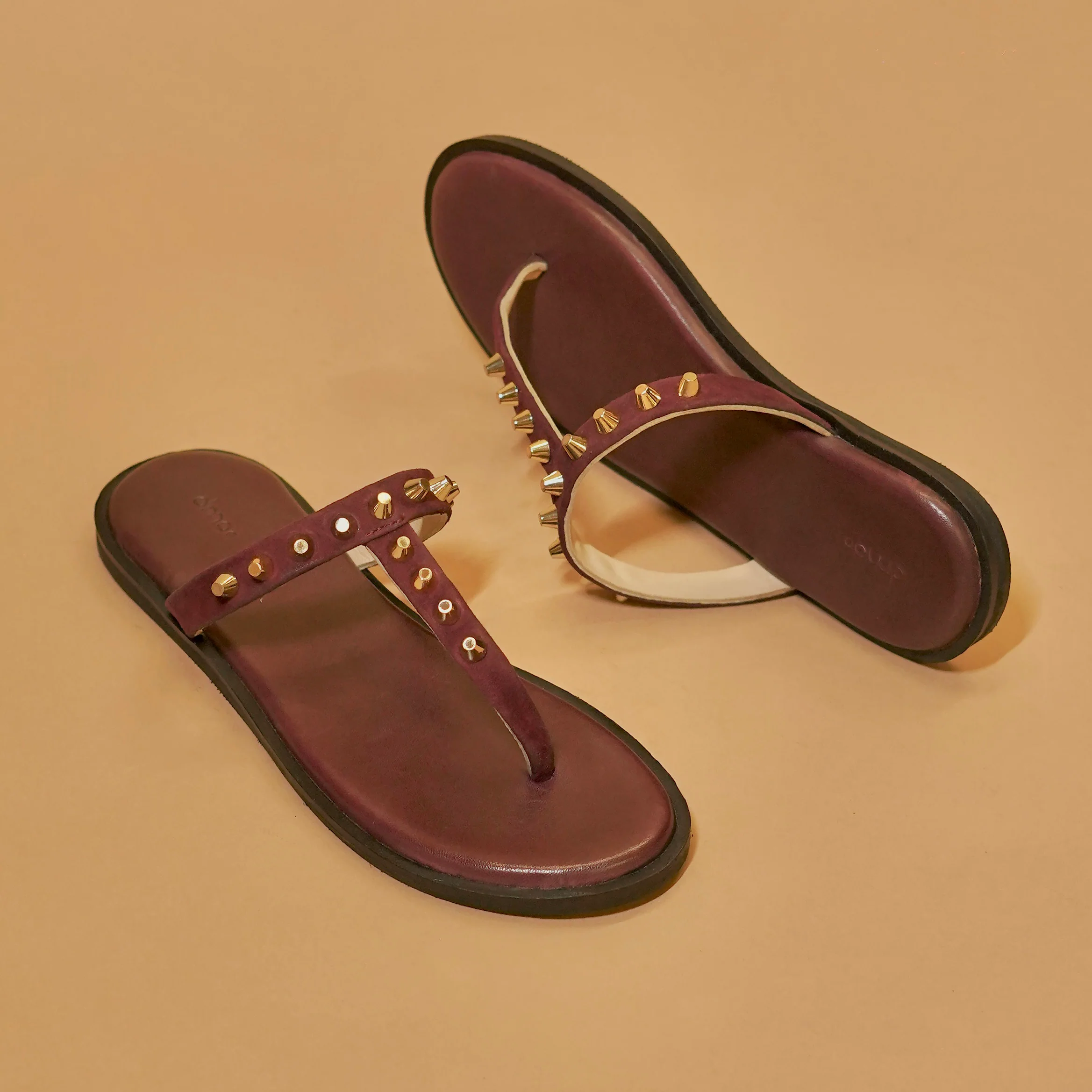 Pelle Lume Viola – Women’s Purple Suede Riveted Chappal - Image 3