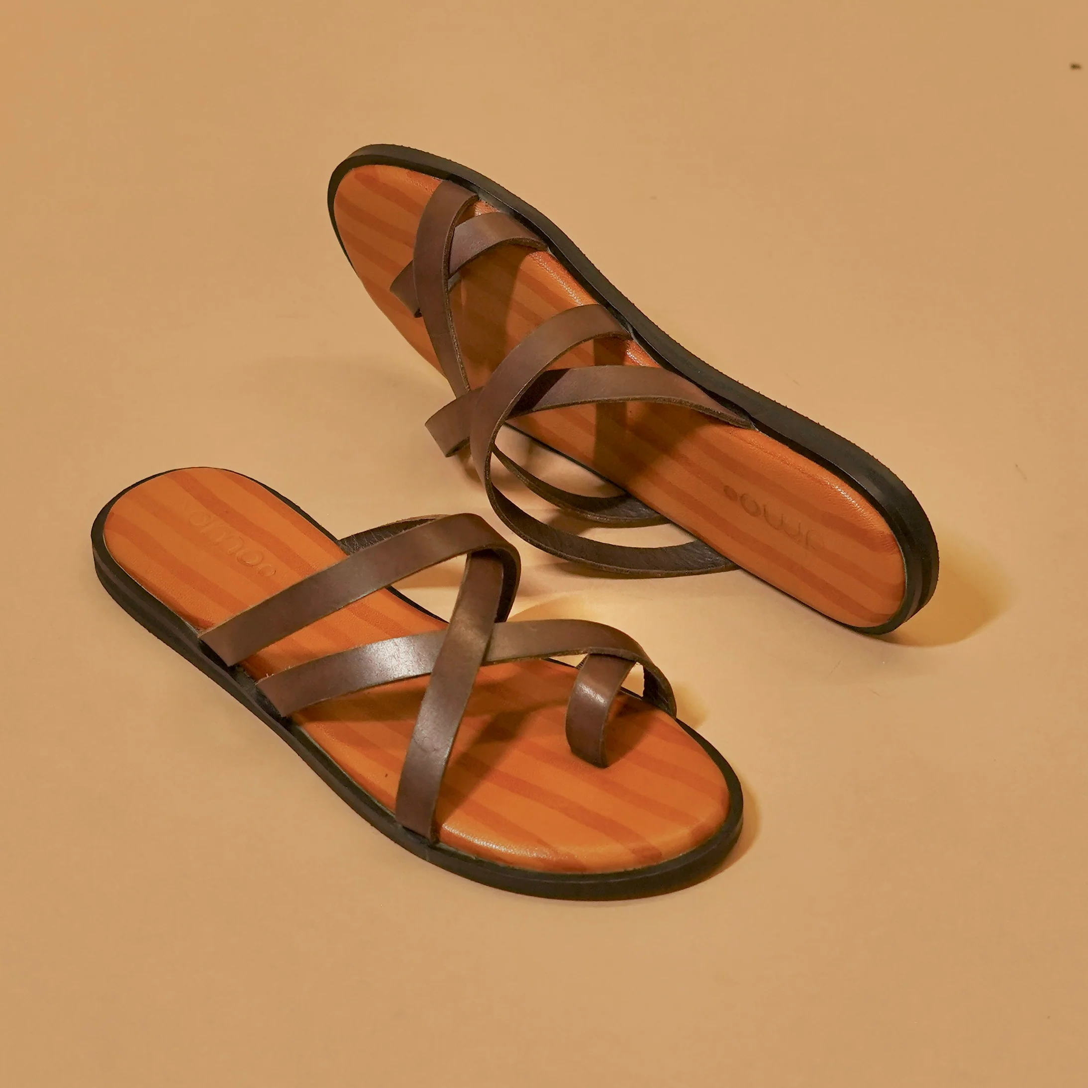 Pelle Marrone (Women) | Strappy Brown full-grain leather chappals - Image 3