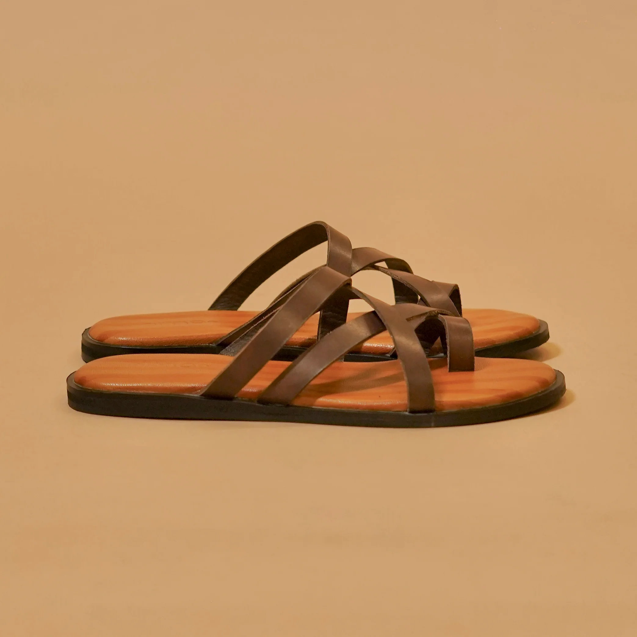 Pelle Marrone (Women) | Strappy Brown full-grain leather chappals - Image 4