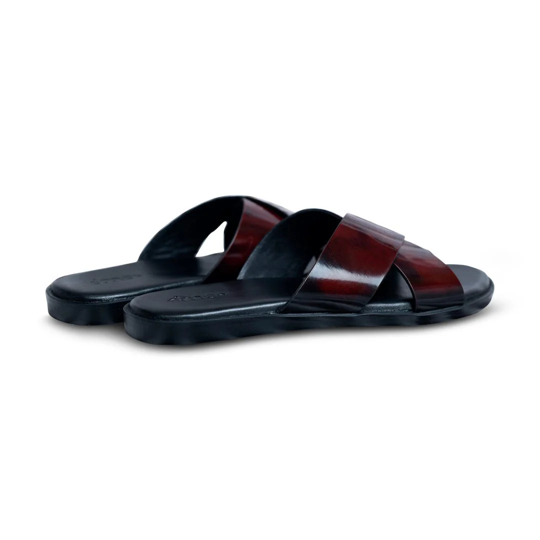 Pelle Nero Borgogno | Black and cherry leather gatsby chappal - Image 7