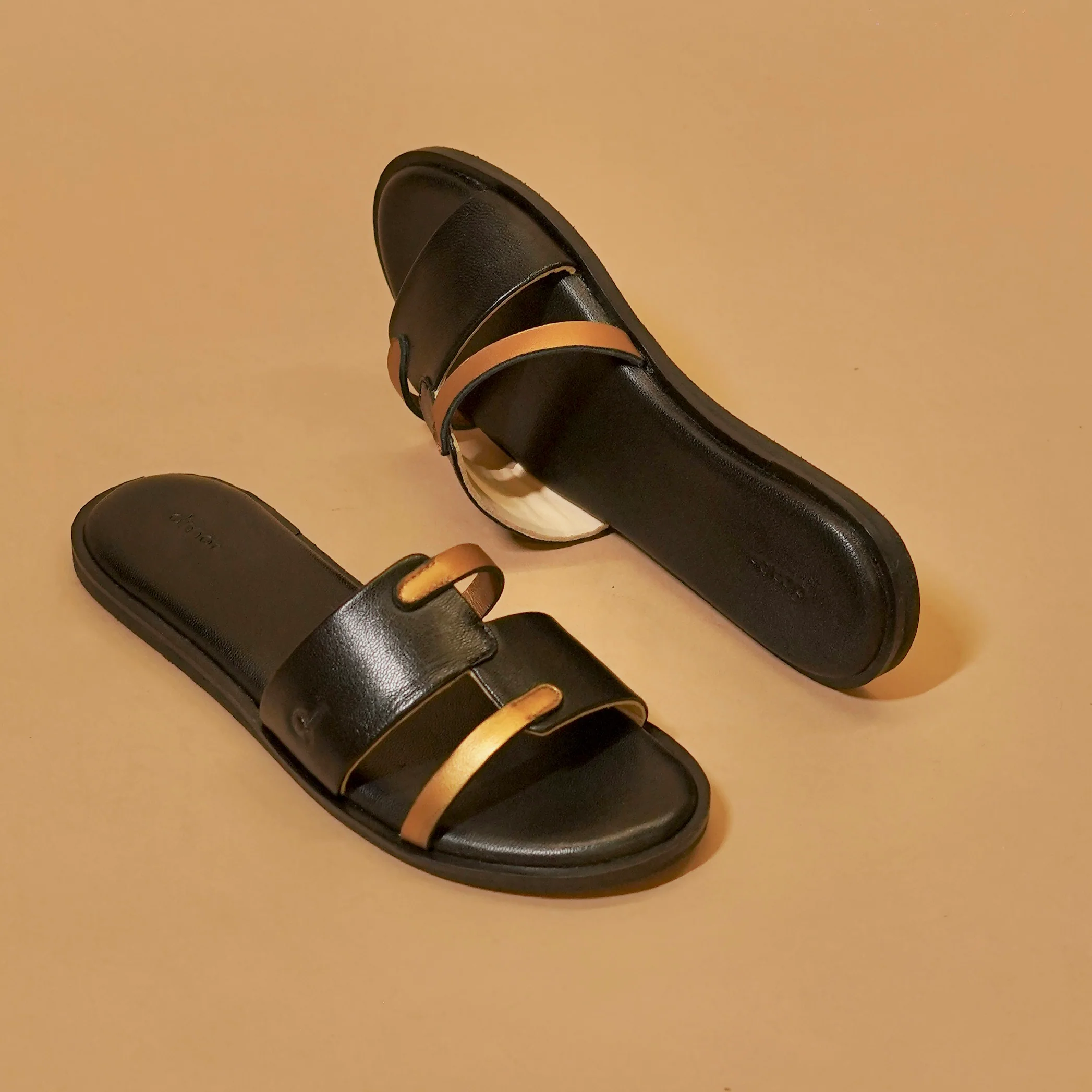 Pelle Oro – Women’s Black & Copper Leather Chappal - Image 4