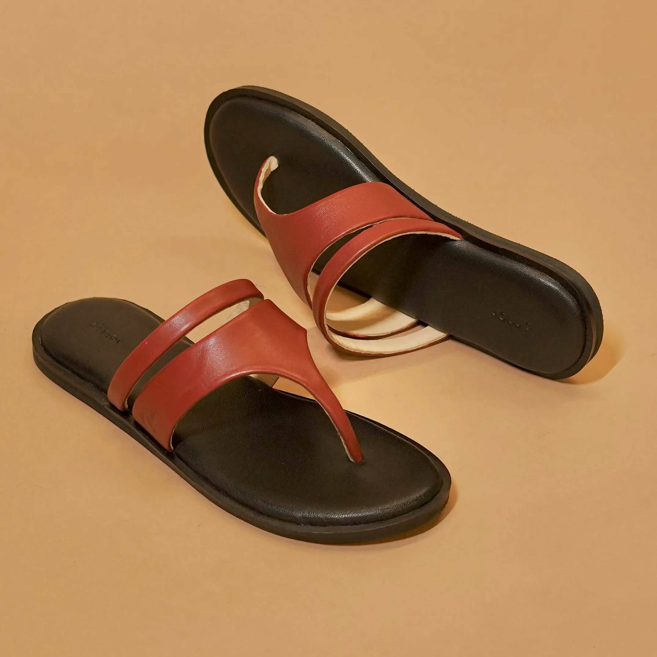 Pelle Rouge – Women’s Dark Red Leather Chappal - Image 3