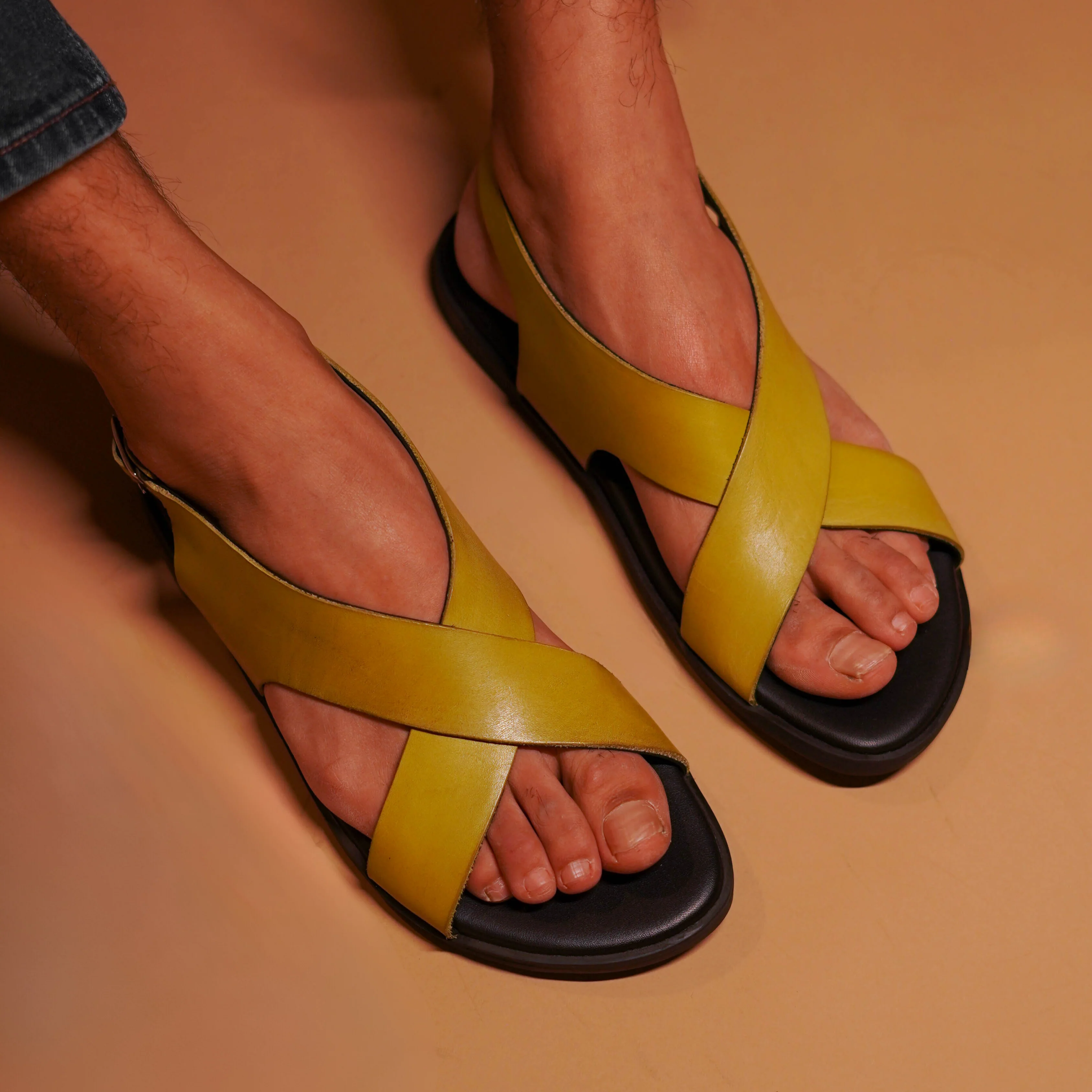Pelle Verdo | Green cross strap traditional leather sandal - Image 3