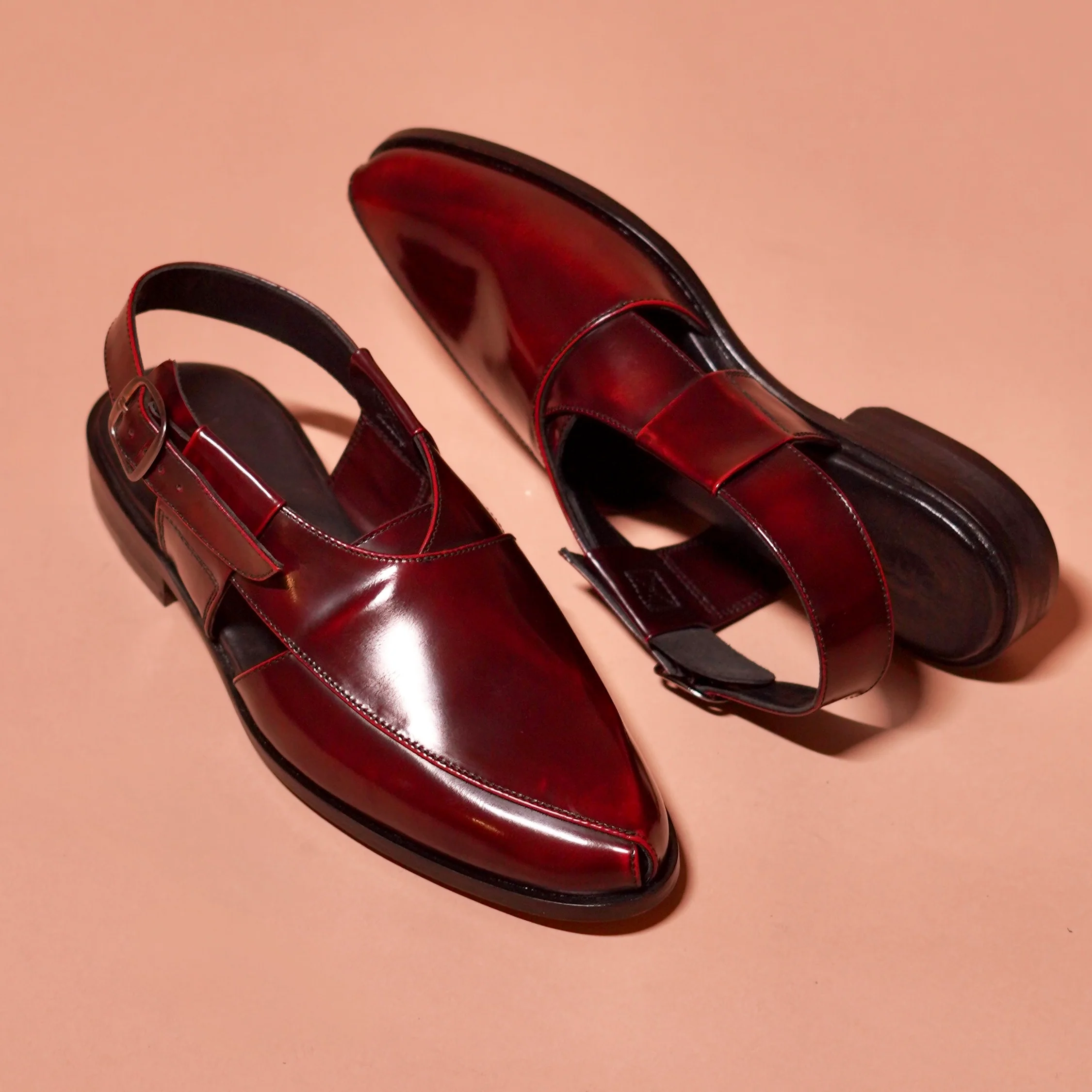 Pesha Borgogno | Classic cherry high shine peshawari sandals - Image 5