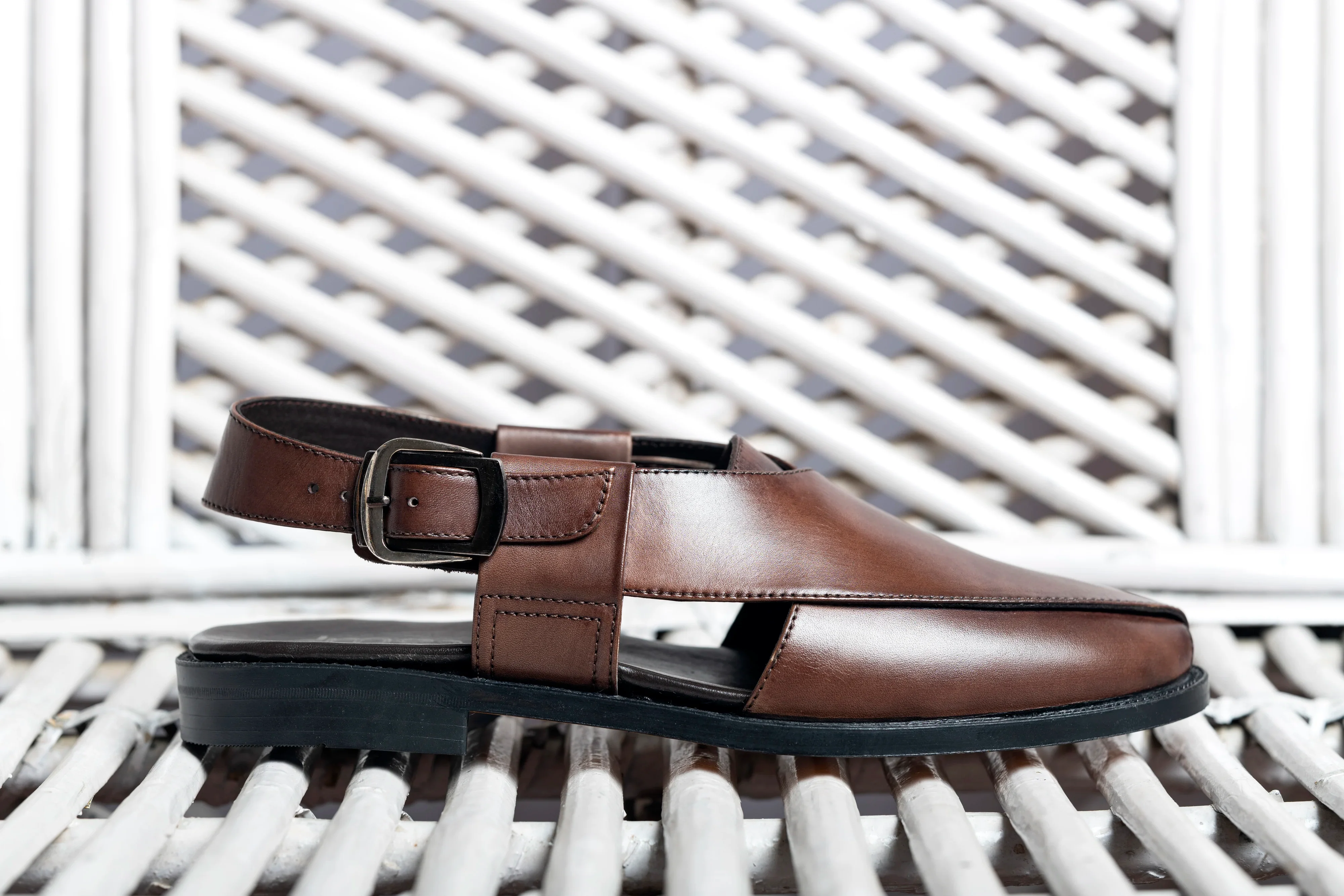 Pesha Bruno | Handcrafted brown leather Peshawaris - Image 3