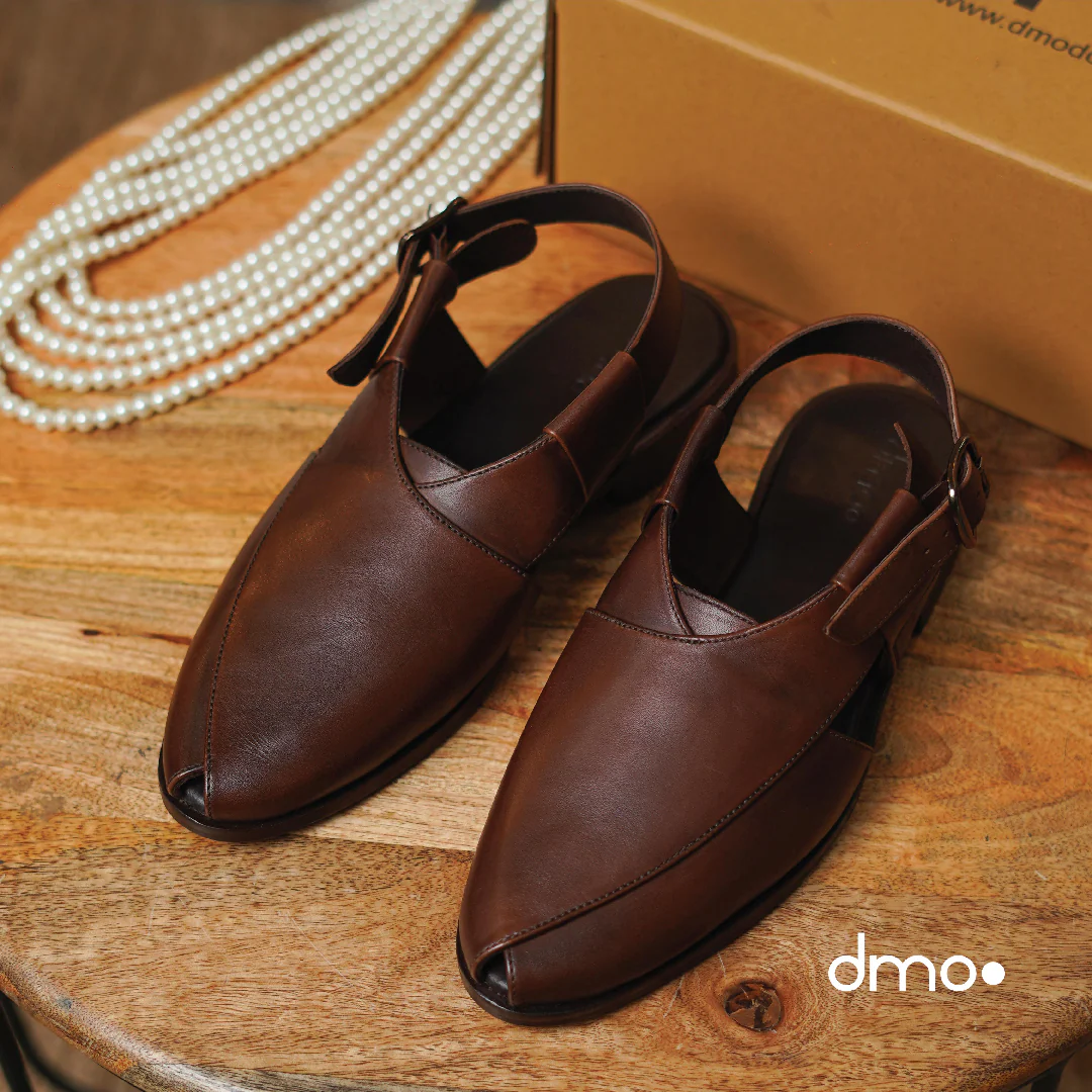 Pesha Bruno | Handcrafted brown leather Peshawaris - Image 4