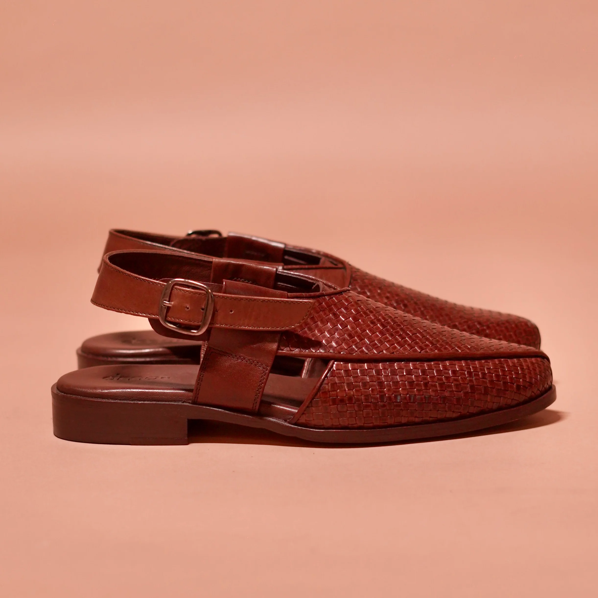 Pesha Marrone | Brown Weave leather Peshawaris - Image 8