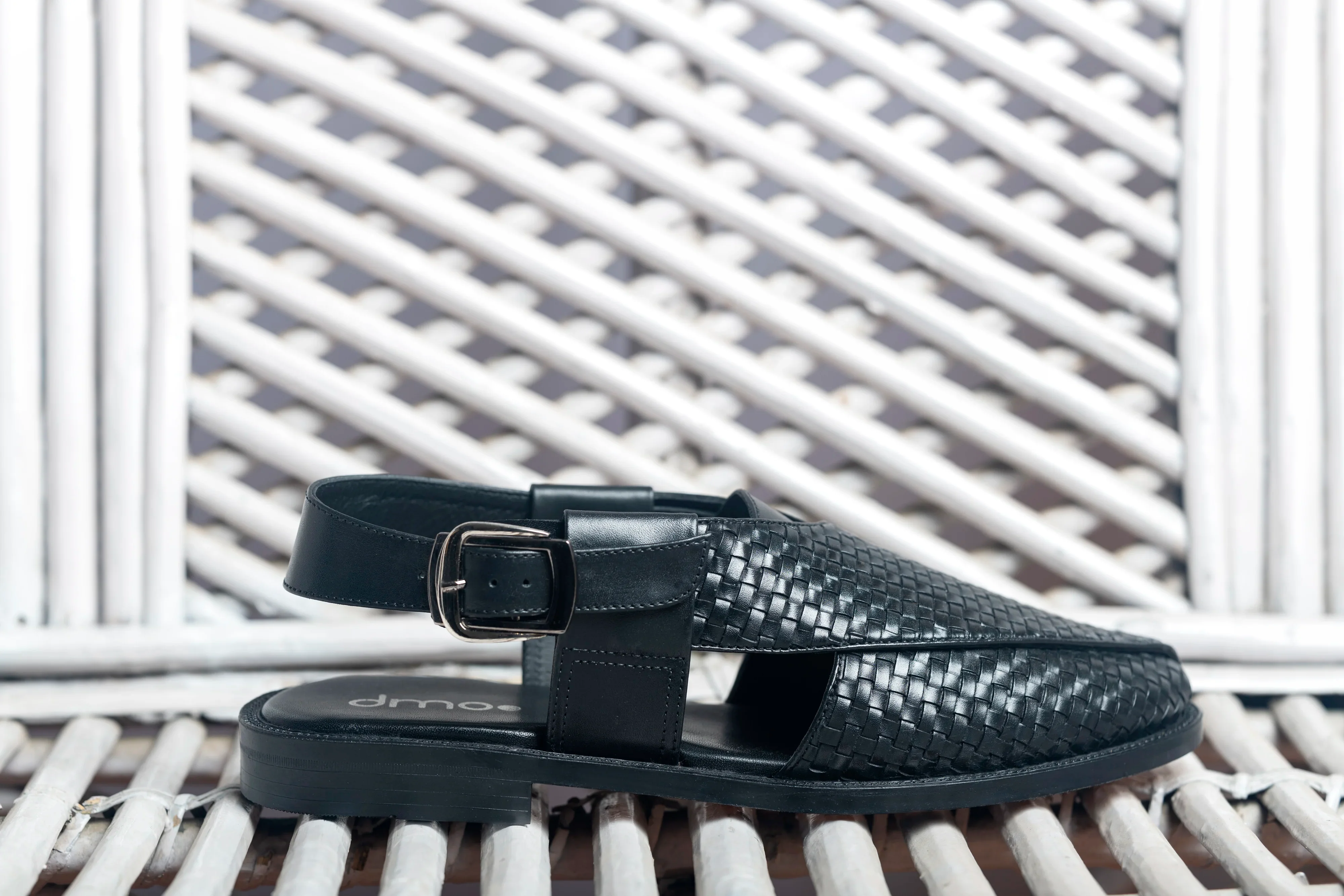 Pesha Nera | Black Weave leather Peshawaris - Image 3