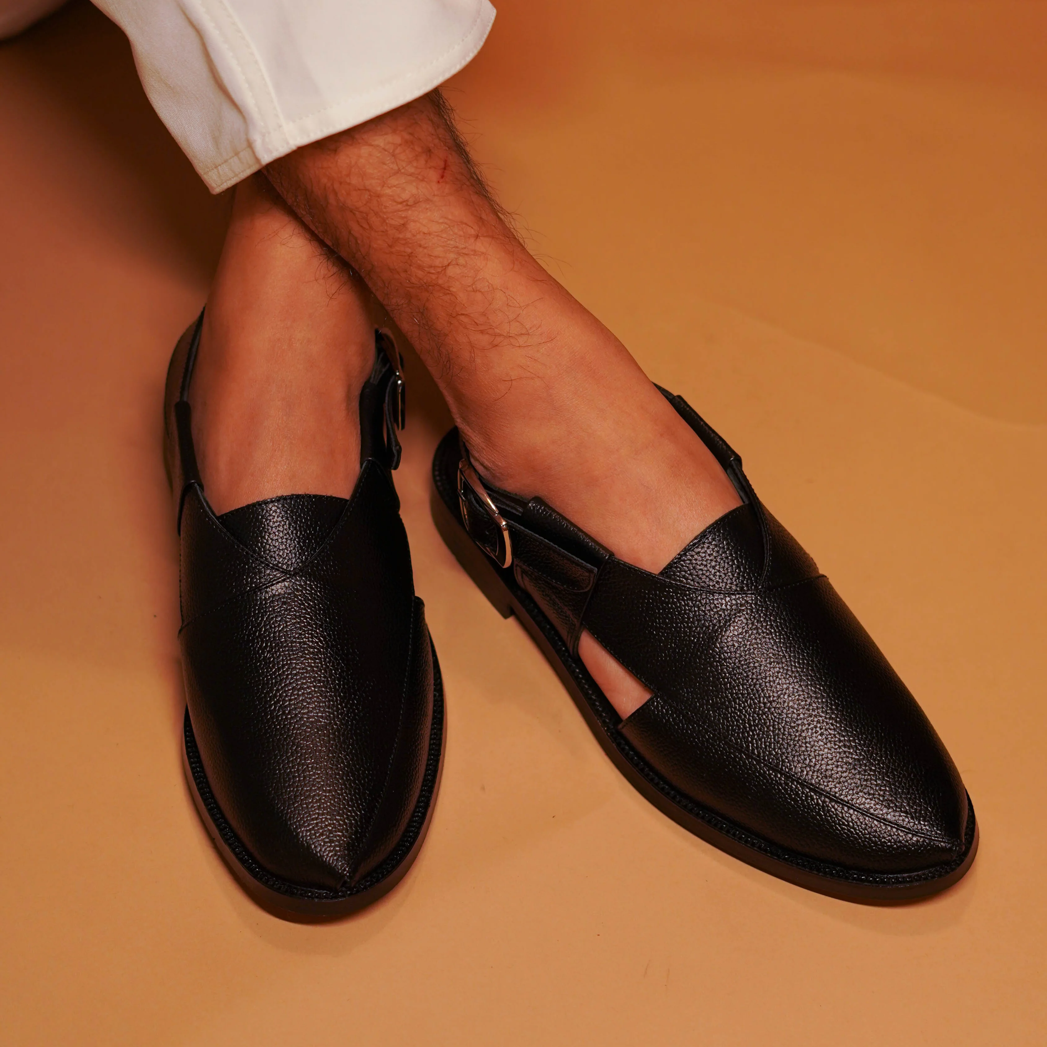 Pesha Noir | Classic black muted peshawari sandals - Image 5