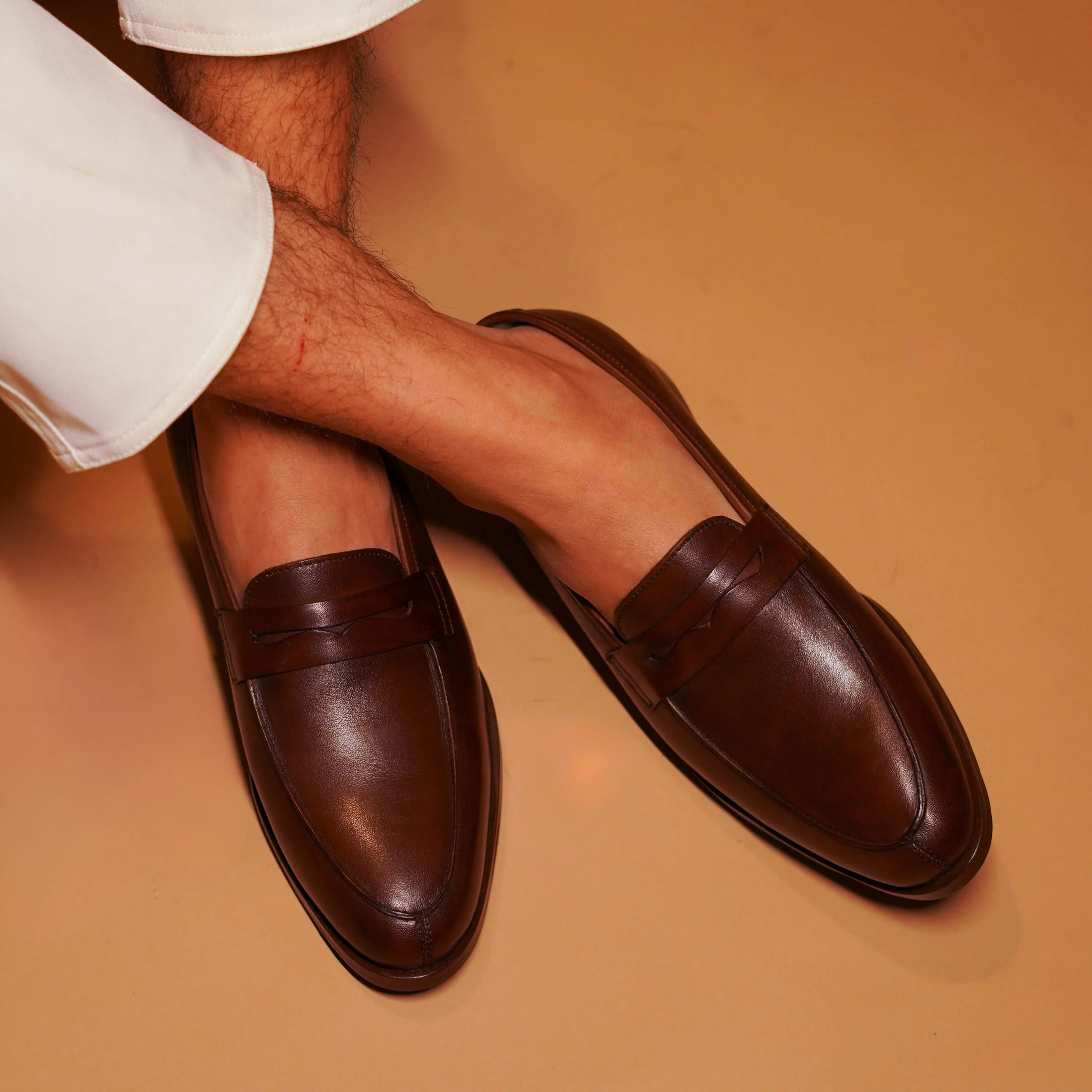 Soavo | Classic Brown leather penny loafers - Image 3