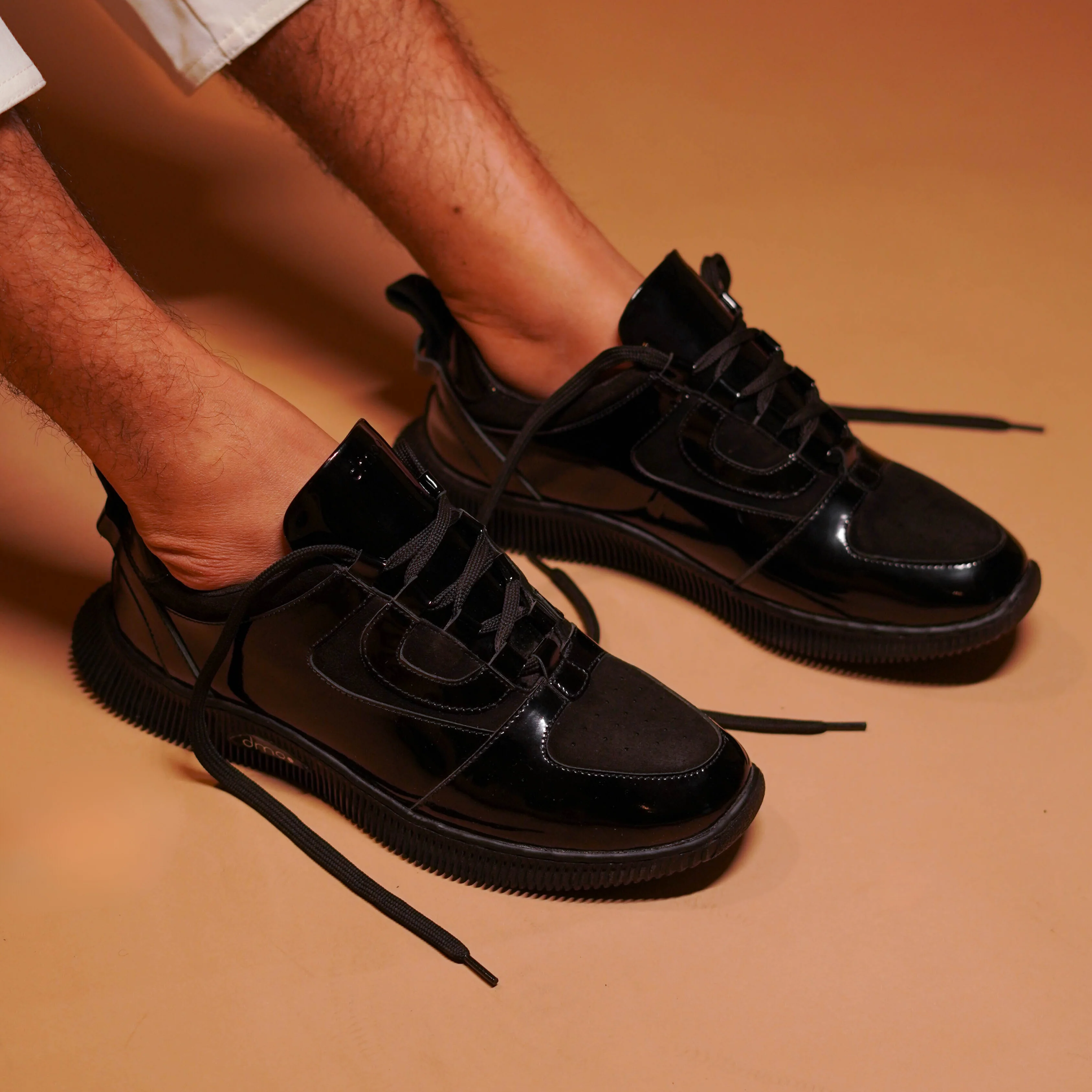 Sportivo | Black patent  leather and suede sneakers - Image 3
