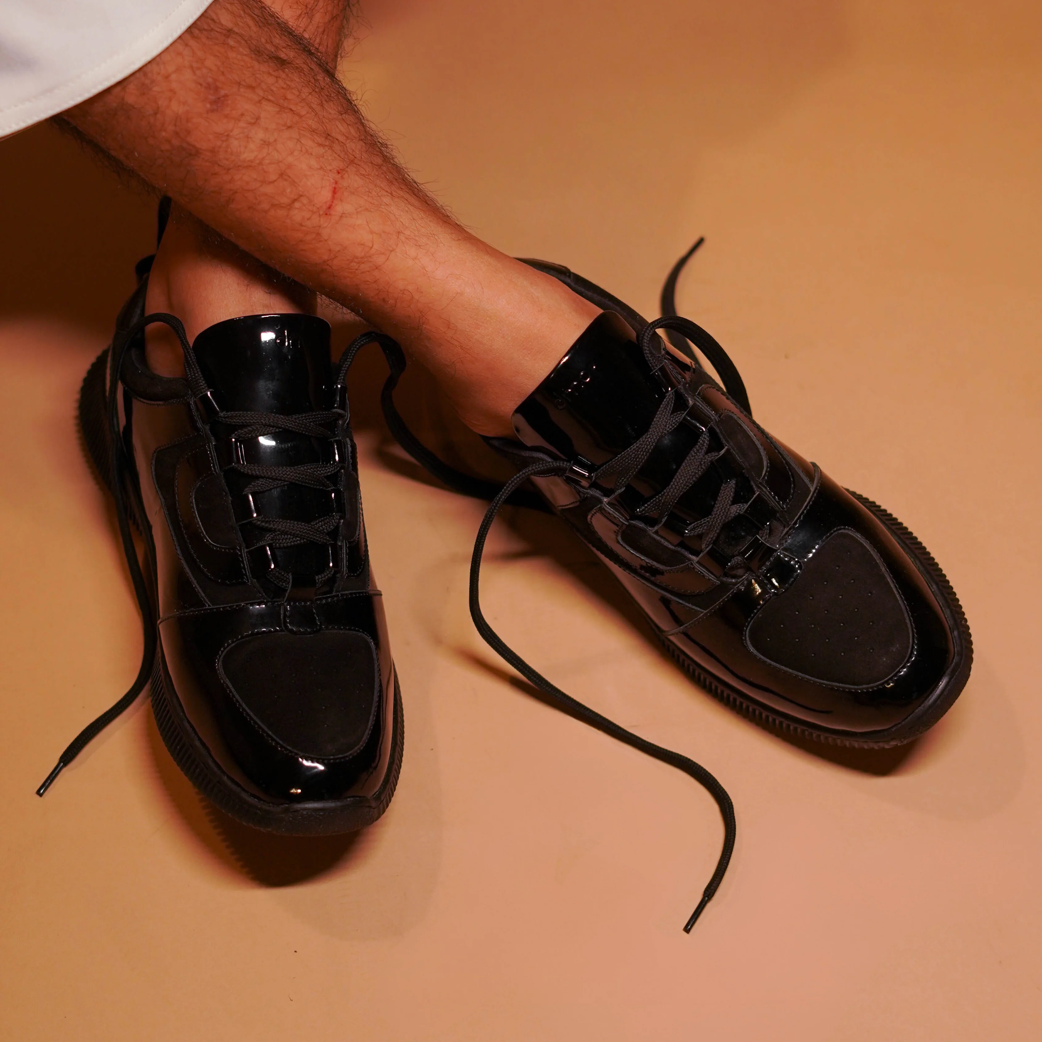 Sportivo | Black patent  leather and suede sneakers - Image 4
