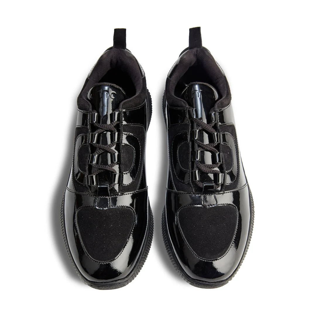 Sportivo | Black patent  leather and suede sneakers - Image 5