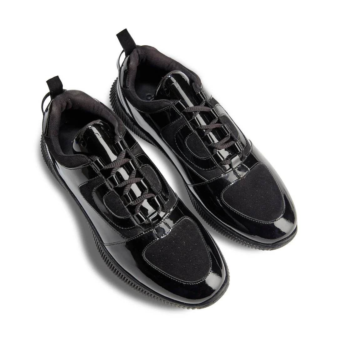 Sportivo | Black patent  leather and suede sneakers - Image 6