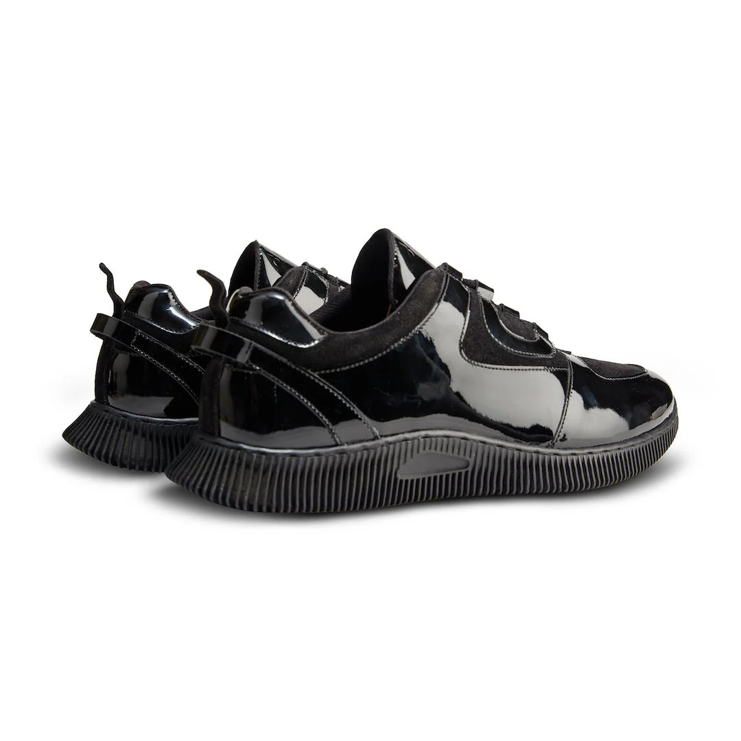 Sportivo | Black patent  leather and suede sneakers - Image 7