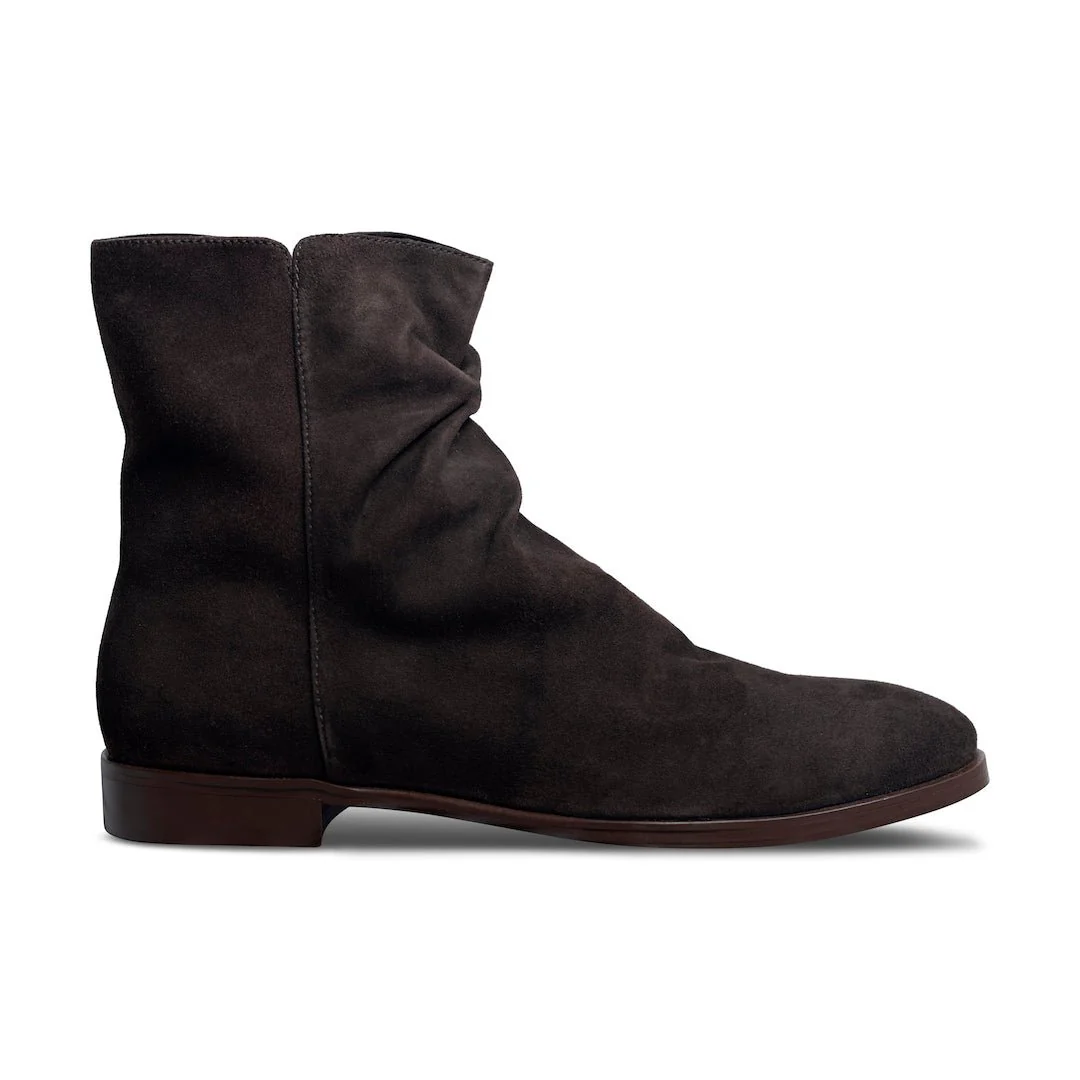 Sprazzo Verdo | Dark brown-suede wrinkled chelsea boots - Image 4