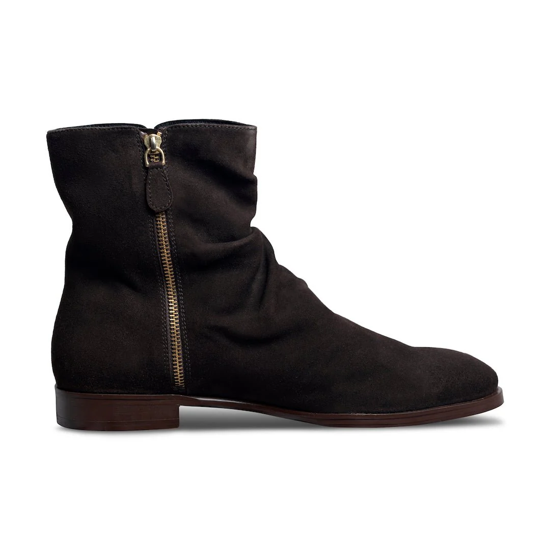 Sprazzo Verdo | Dark brown-suede wrinkled chelsea boots - Image 6