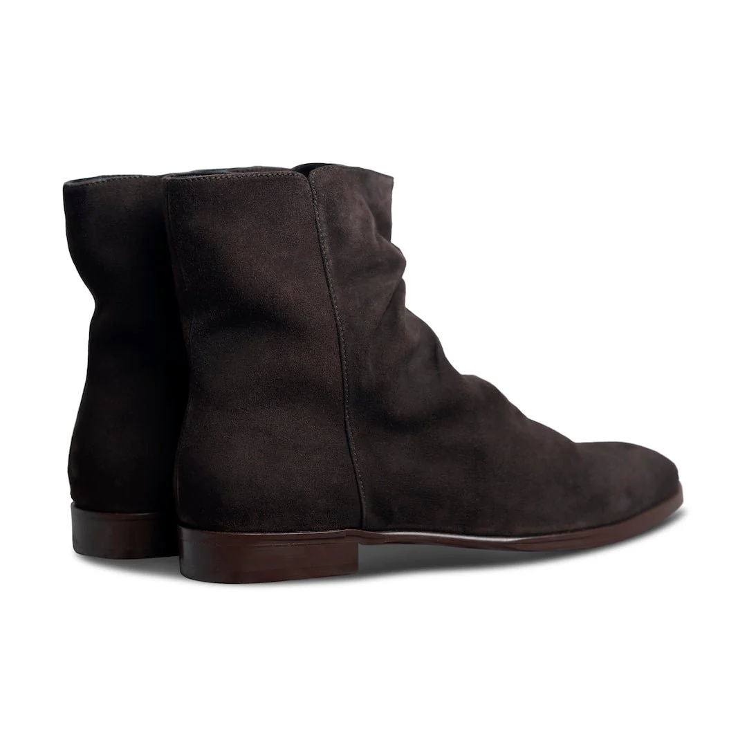 Sprazzo Verdo | Dark brown-suede wrinkled chelsea boots - Image 8
