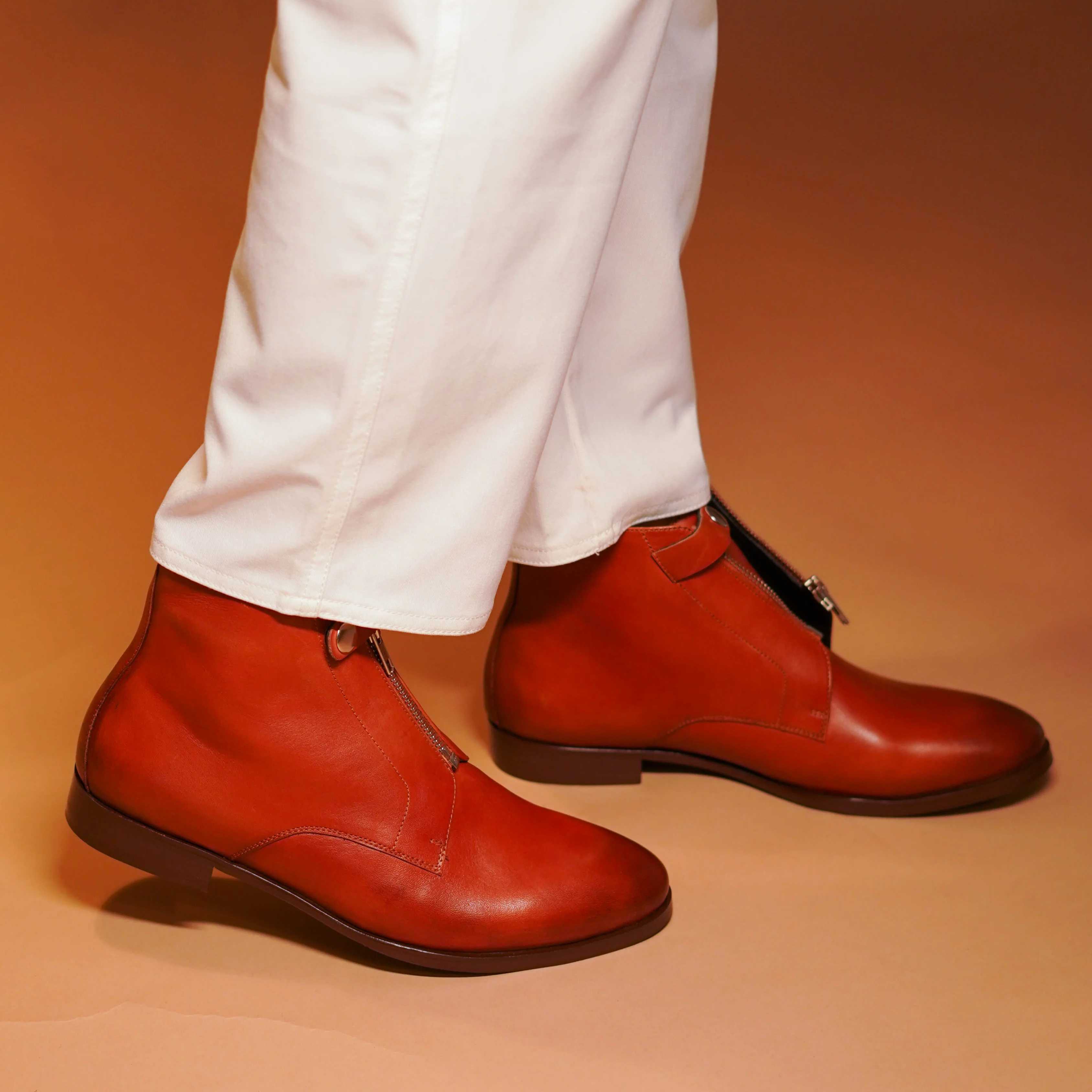 Sprazzo Zippo Bruno | Tan full-grain leather zip Chelsea boots - Image 3