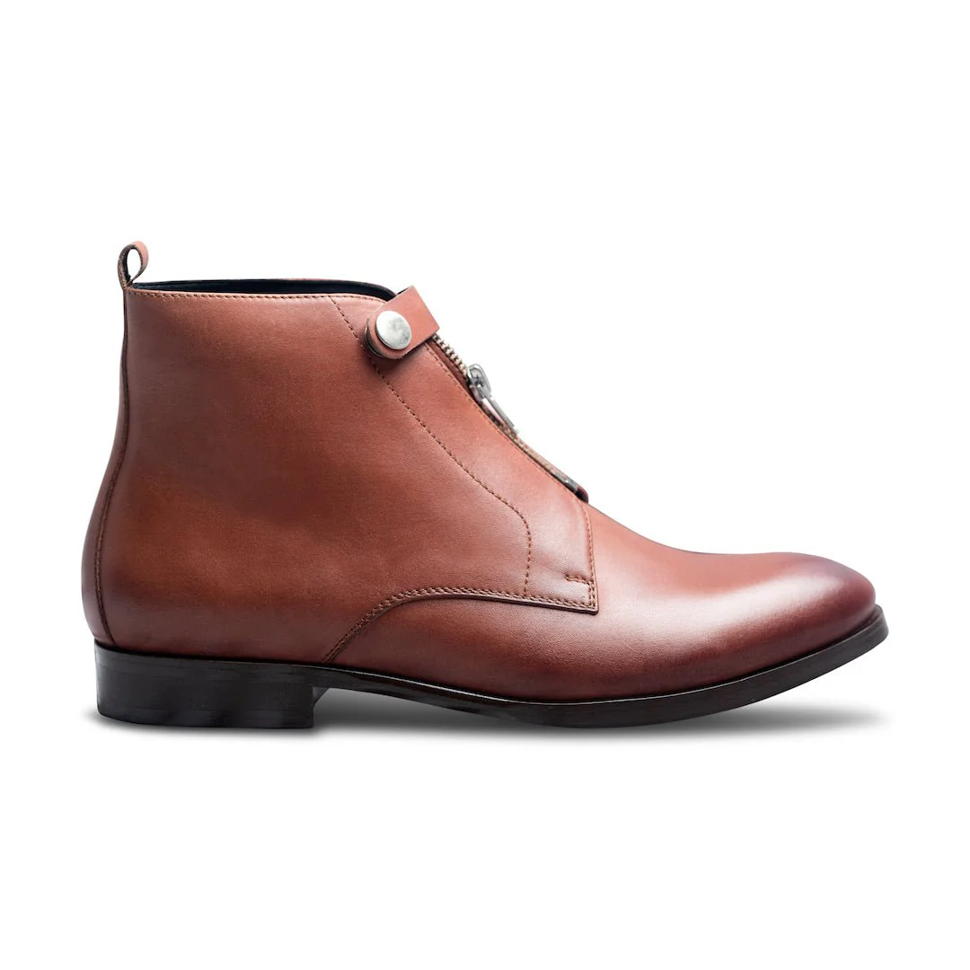Sprazzo Zippo Bruno | Tan full-grain leather zip Chelsea boots - Image 4