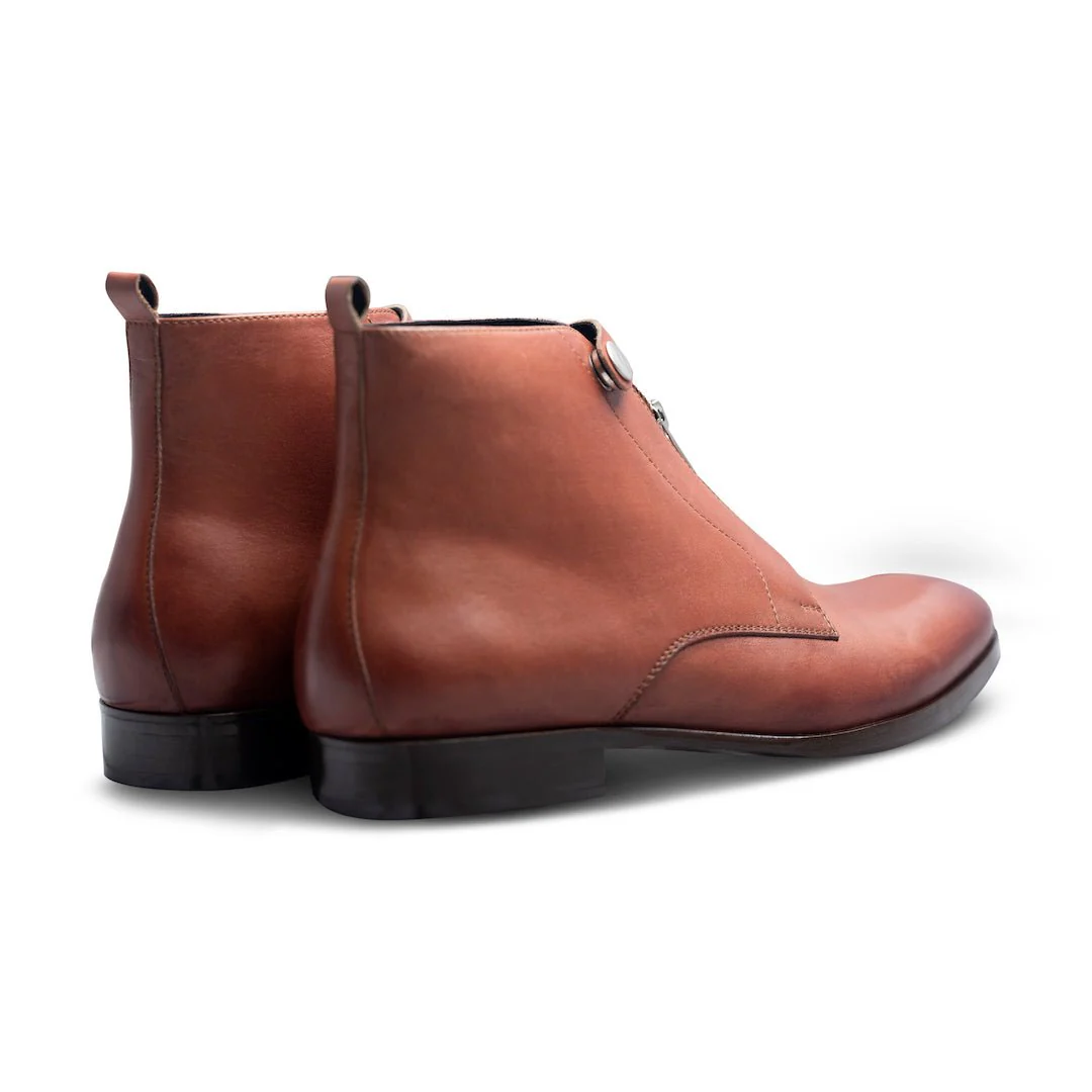 Sprazzo Zippo Bruno | Tan full-grain leather zip Chelsea boots - Image 6