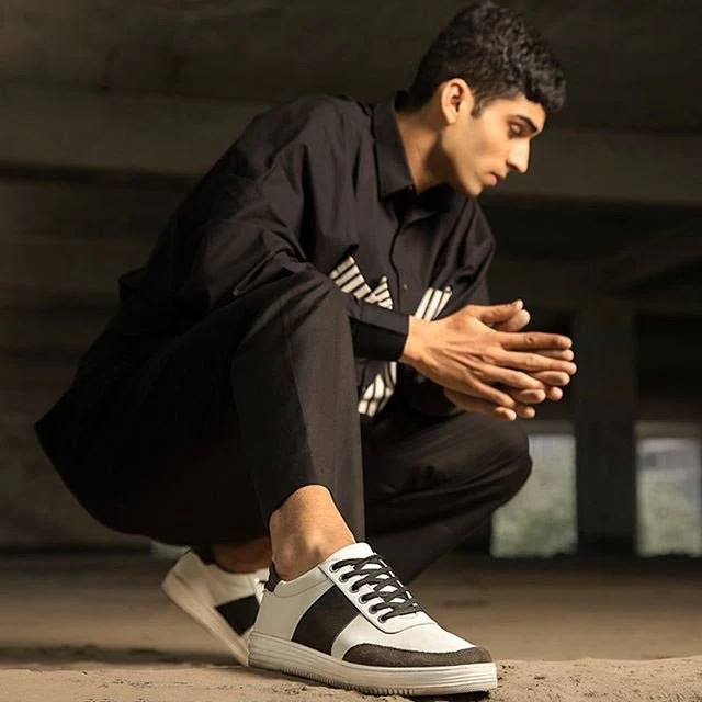 Tranquillo | Black and white light weight suede and leather sneaker - Image 7